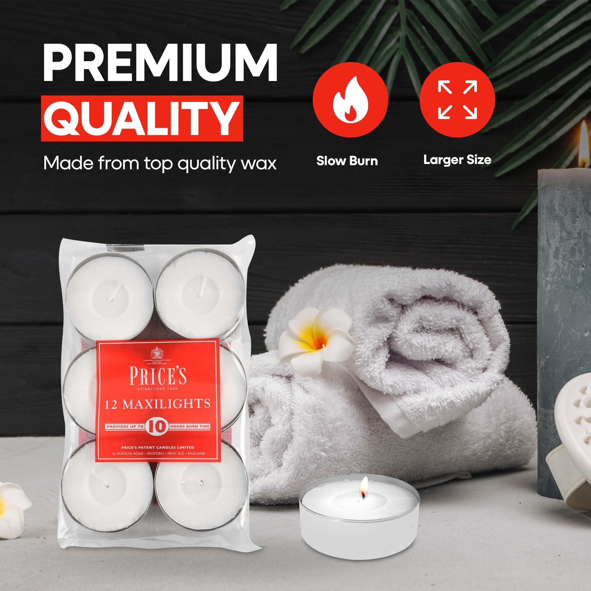 Price's Maxi Tealights - Unscented White Wax Candles | 10 Hour Burn Time | 12 Pack 5