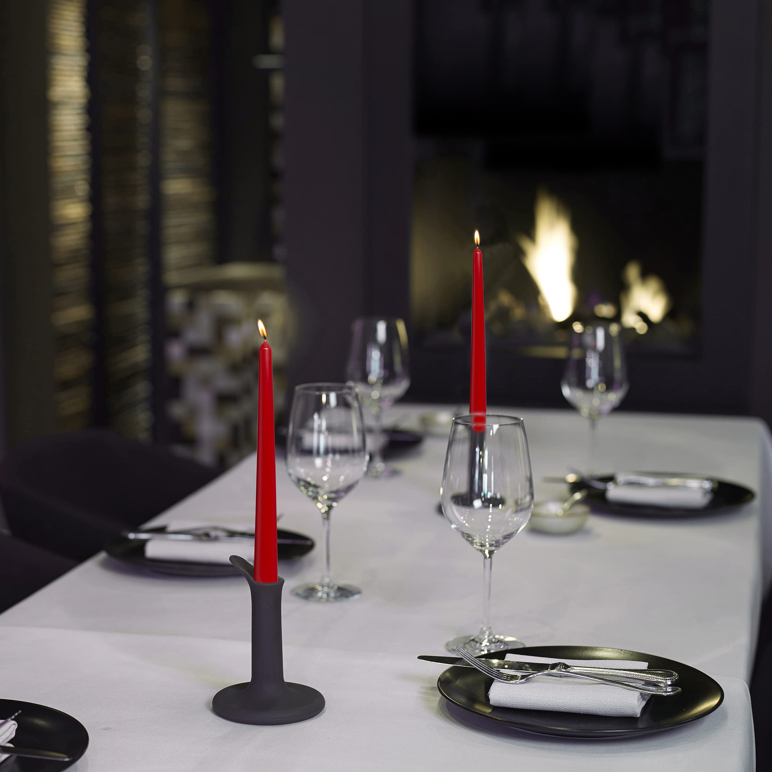 BOLSIUS Tapered Dinner Candles - 24.5cm Height, 7.5h Burn Time | 10 Pack | Red | Unscented 7