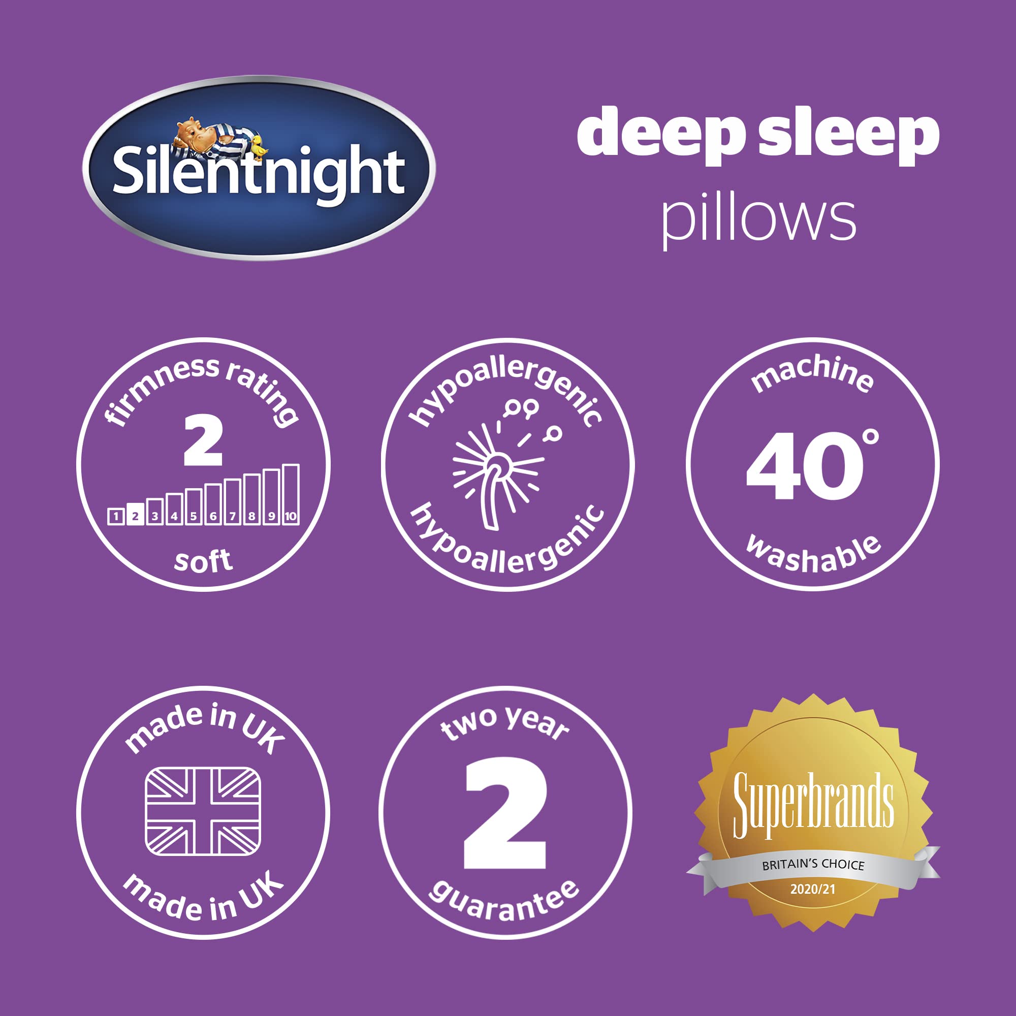 Silentnight Deep Sleep Pillows - Soft Support for Front Sleepers | Hypoallergenic | Pack of 2 7