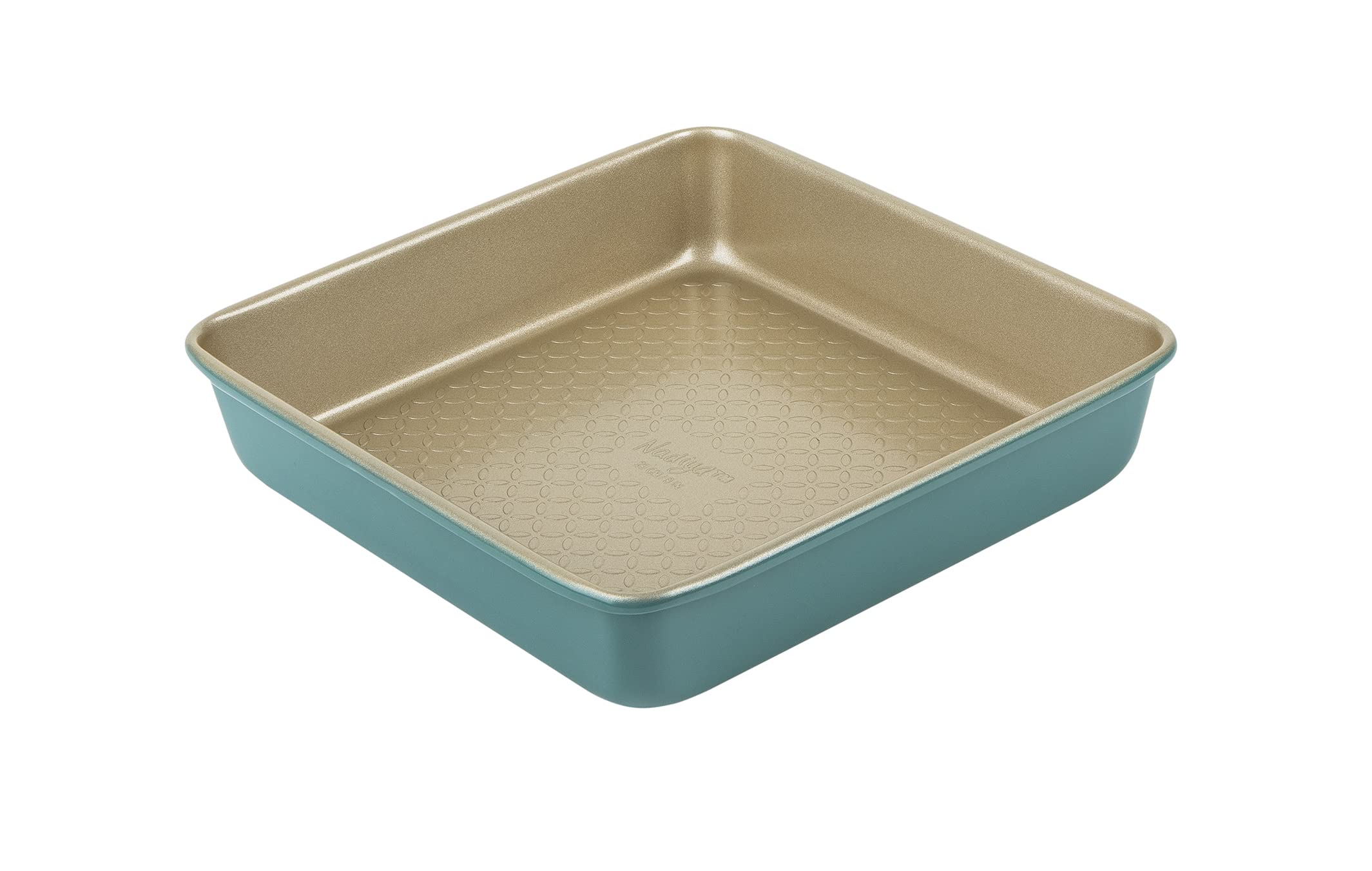 Prestige x Nadiya Square Cake Tin for Baking - 9 Inch, Non-Stick Carbon Steel, Teal & Gold 1