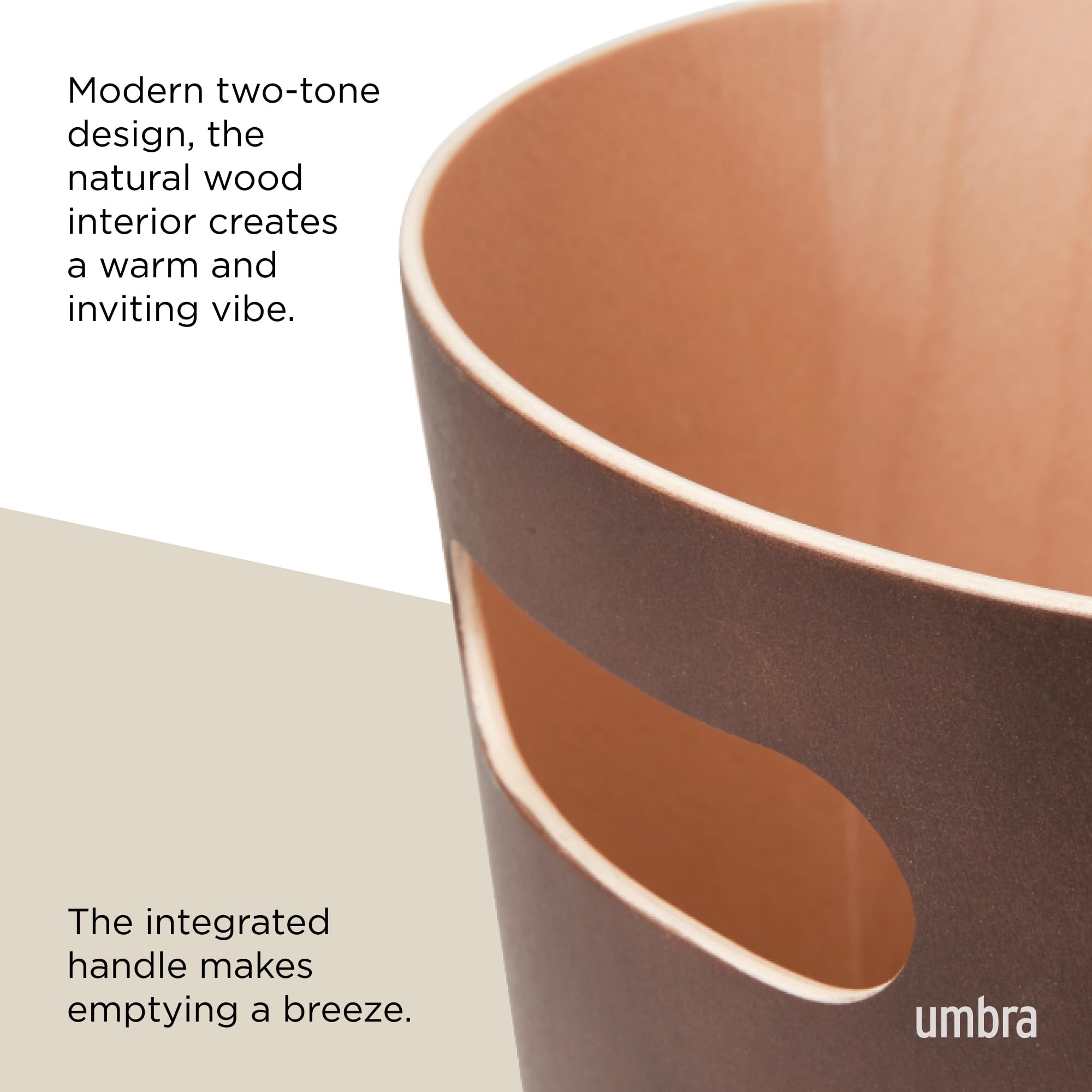 Umbra Woodrow 2 Gallon Wooden Trash Can | Espresso Finish | Modern Design 4