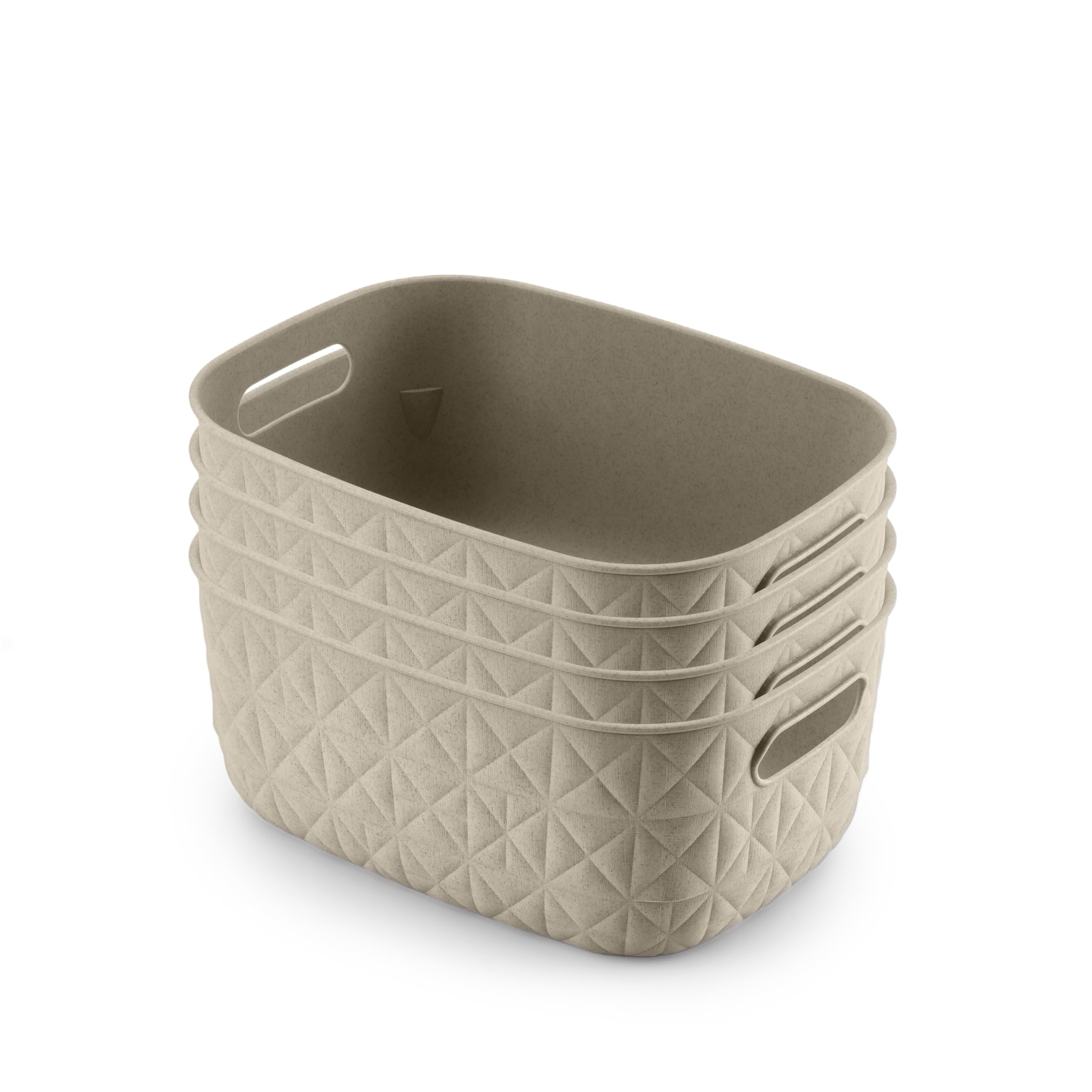 CURVER Softex 4L Storage Baskets (Set of 4) - 100% Recycled Resin | Chalk White 1
