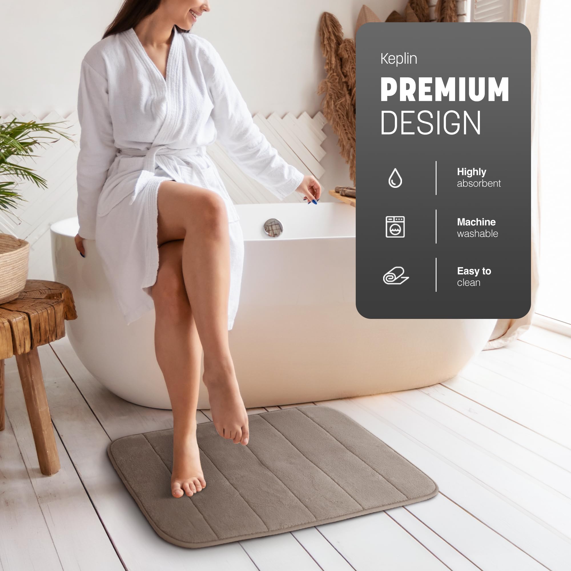 KEPLIN Memory Foam Bath Mat - Ultra-Soft Comfort | 40 x 60 cm | Machine Washable 3
