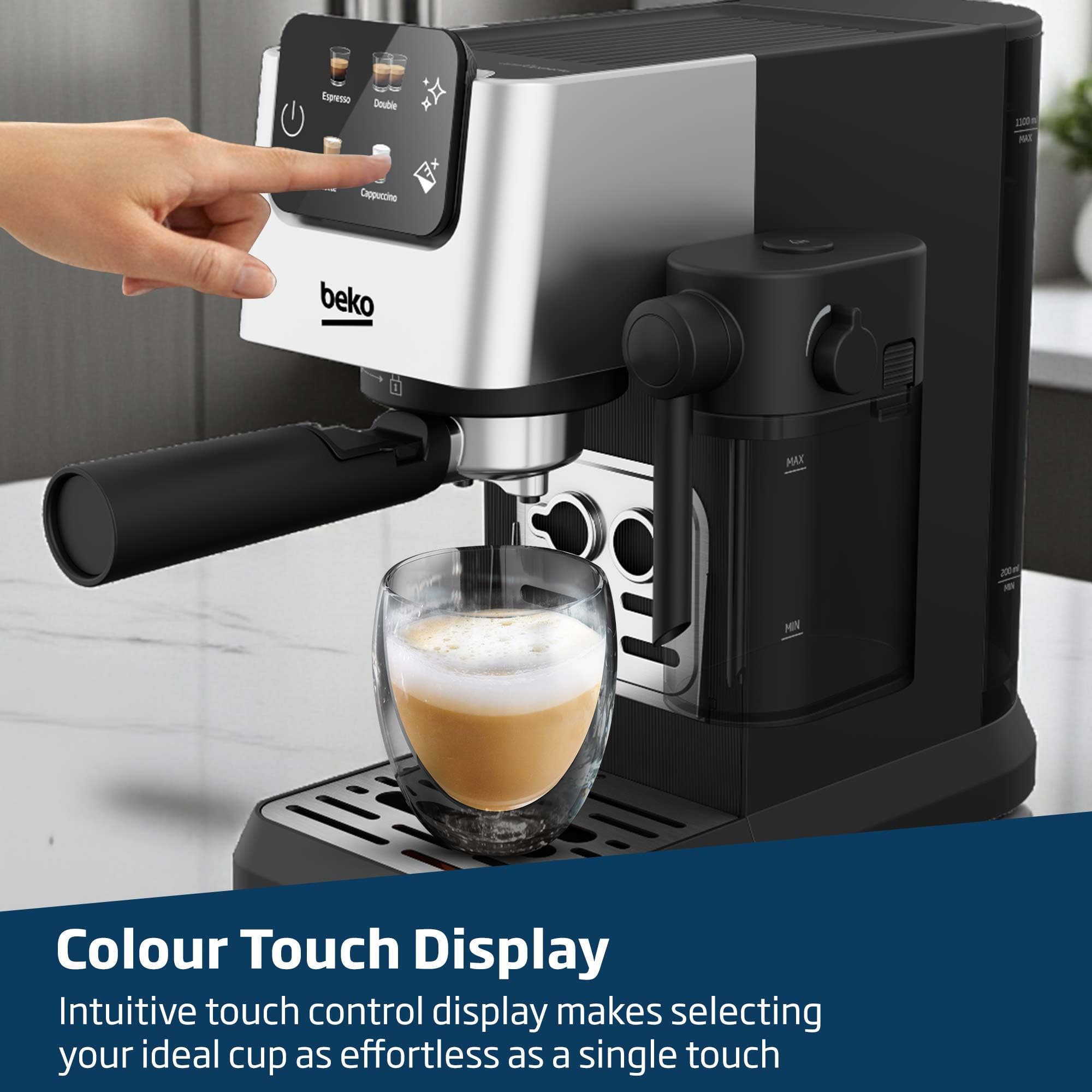 Beko CaffeExperto CEP5304X Semi Automatic Espresso Machine | 15 Bar Pressure | Colour Touch Display | Silver 6