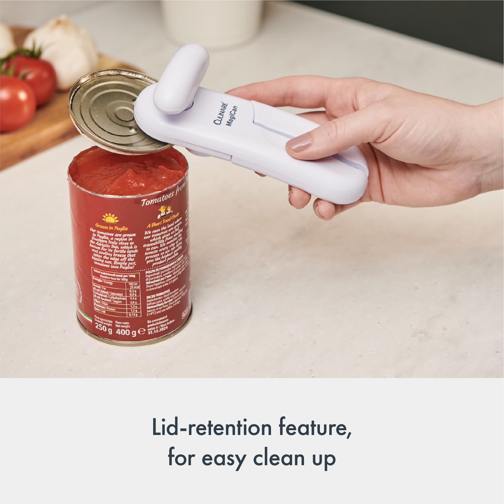 CULINARE MagiCan Opener C10015 - White Manual Can Opener with Stainless Steel Cutting Wheel | Comfortable Handle 4