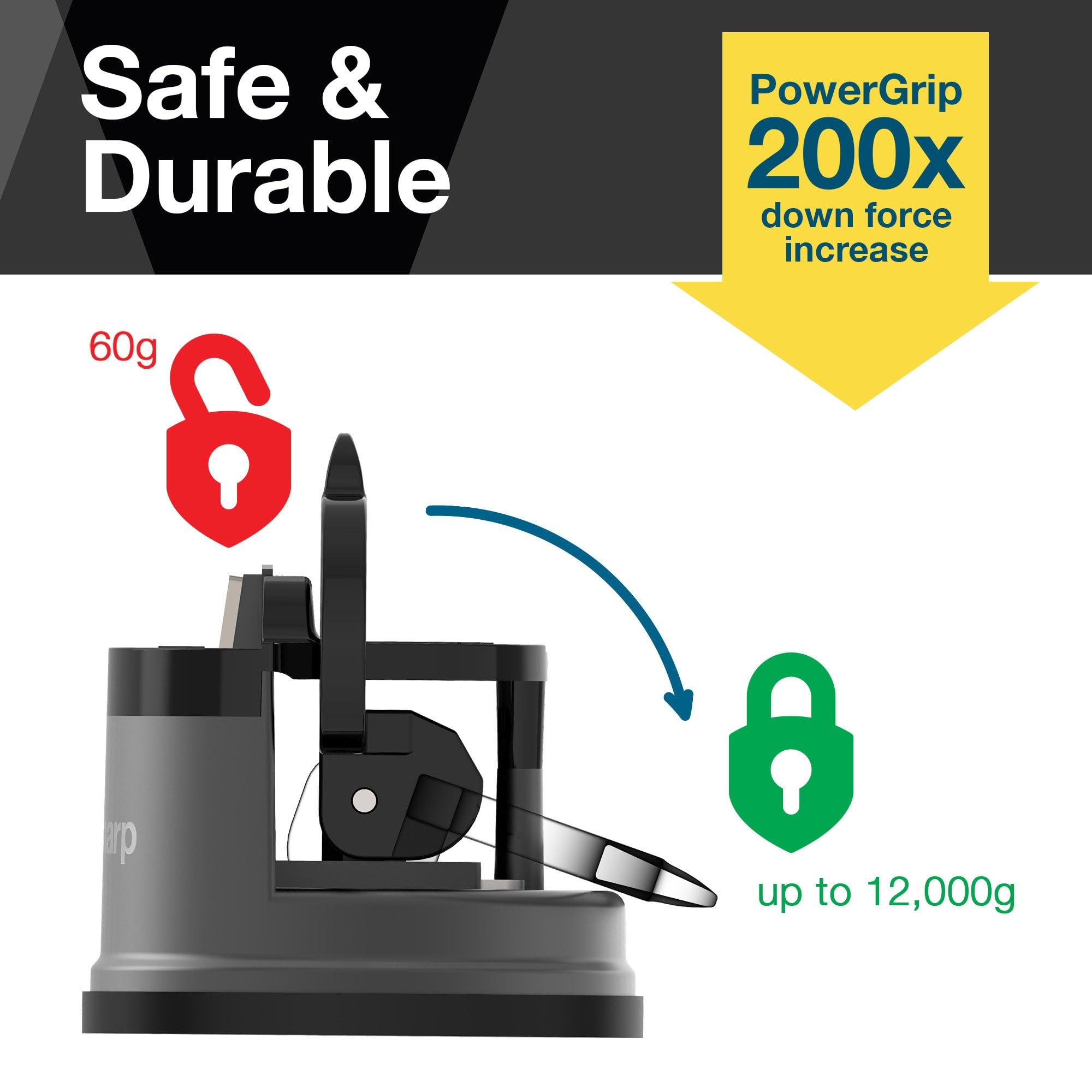 AnySharp Pro Metal Knife Sharpener with Suction | Tungsten Carbide | Gunmetal 3