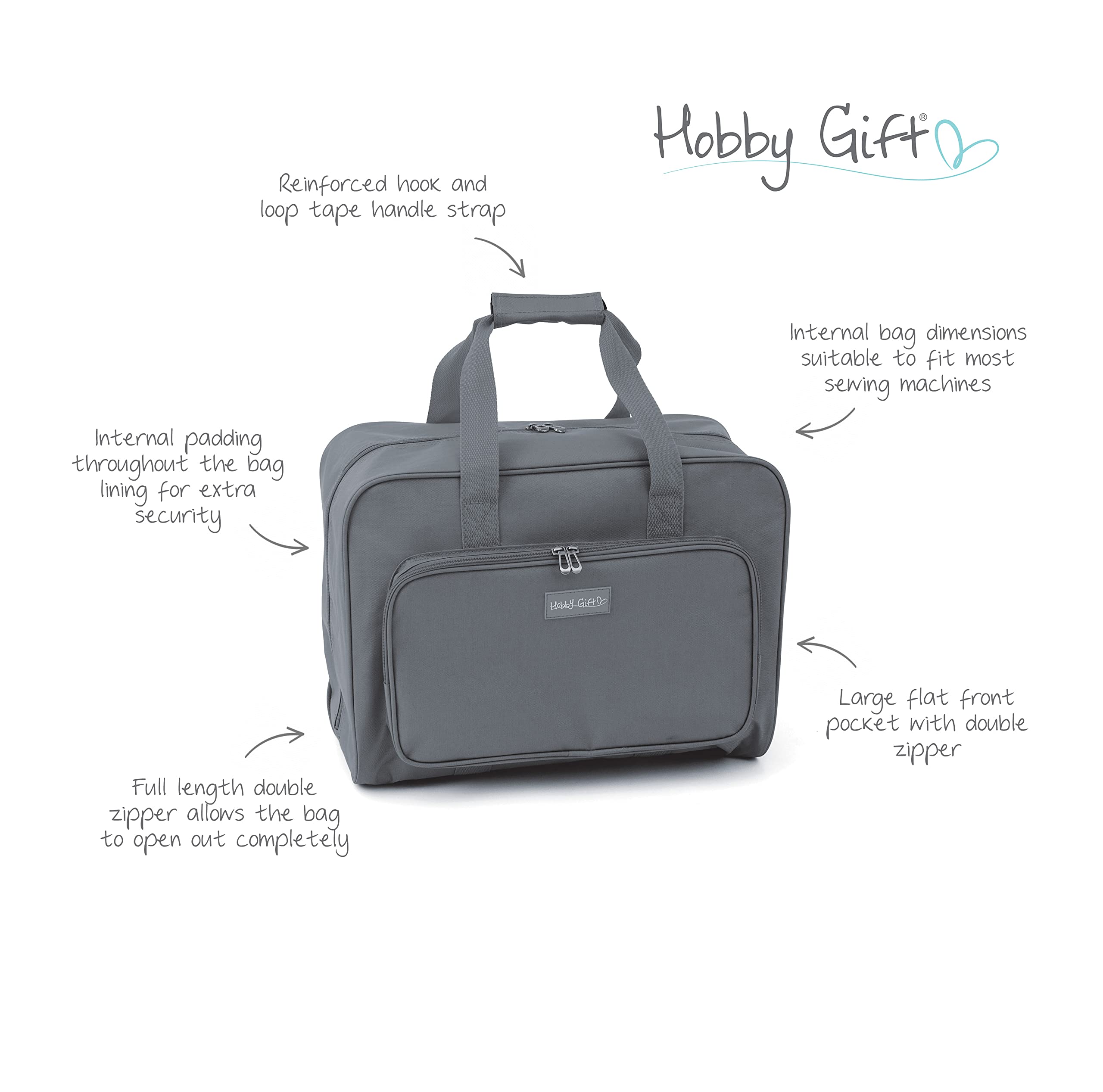 Hobby Gift Medium Sewing Machine Bag - Grey, 47 x 21 x 33 cm | Water Resistant Polyester 6