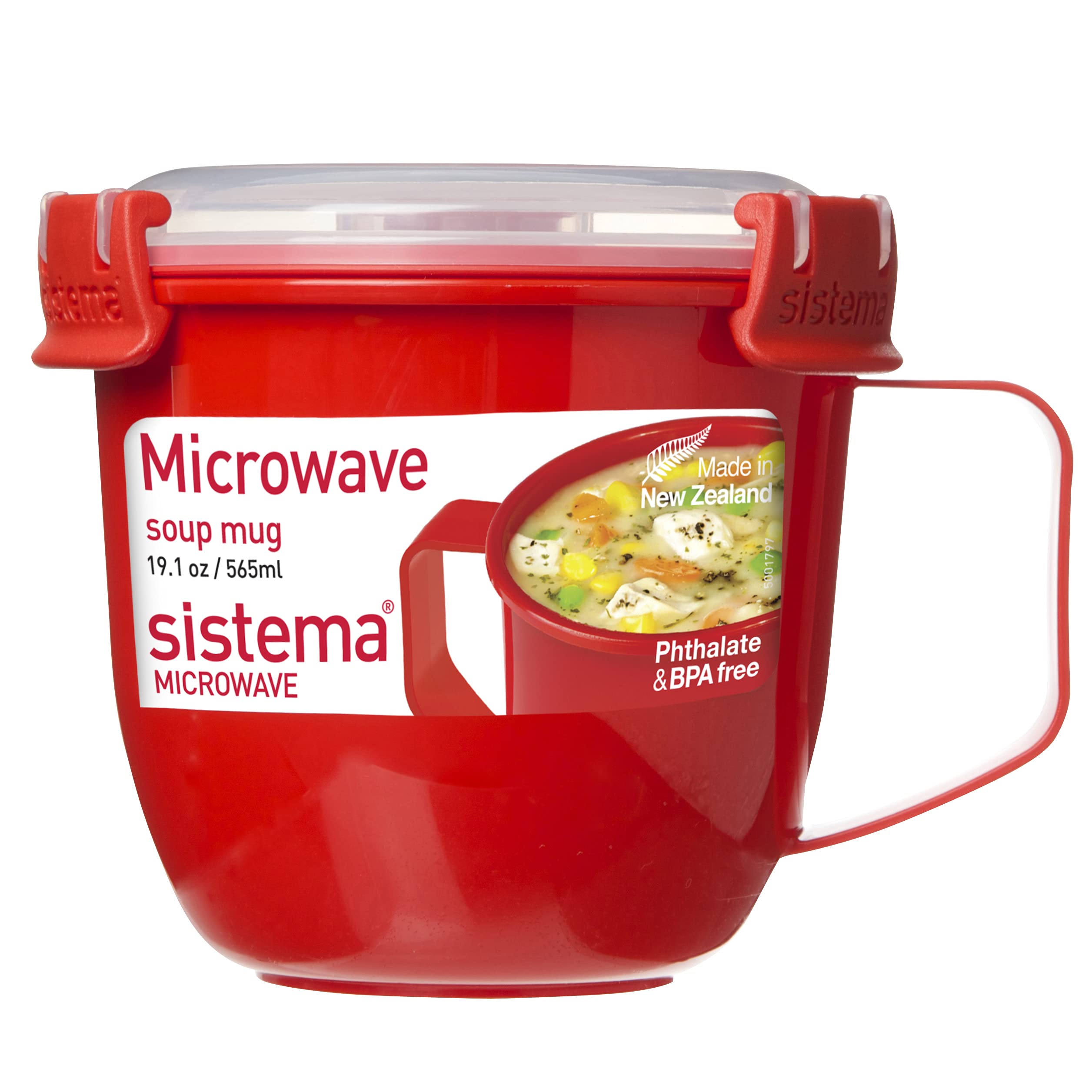 Sistema Microwave Soup Mug - 565 ml Capacity | Splatter-Free Heating | Red Plastic | 1 Count 8