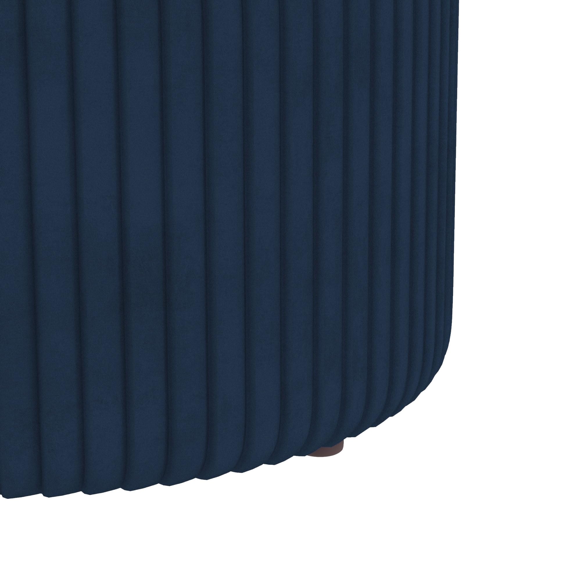 HOMCOM Round Storage Ottoman - Dark Blue Velvet-Feel Fabric | Hidden Storage | 120kg Load 8