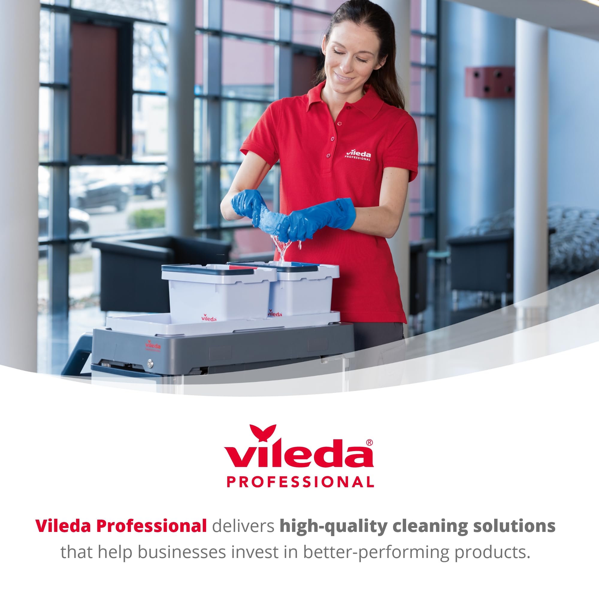 Vileda Professional PURmicro Active Microfibre Cleaning Cloth - Red, 5 Pack | Streak-Free | Reusable 200 Washes 4