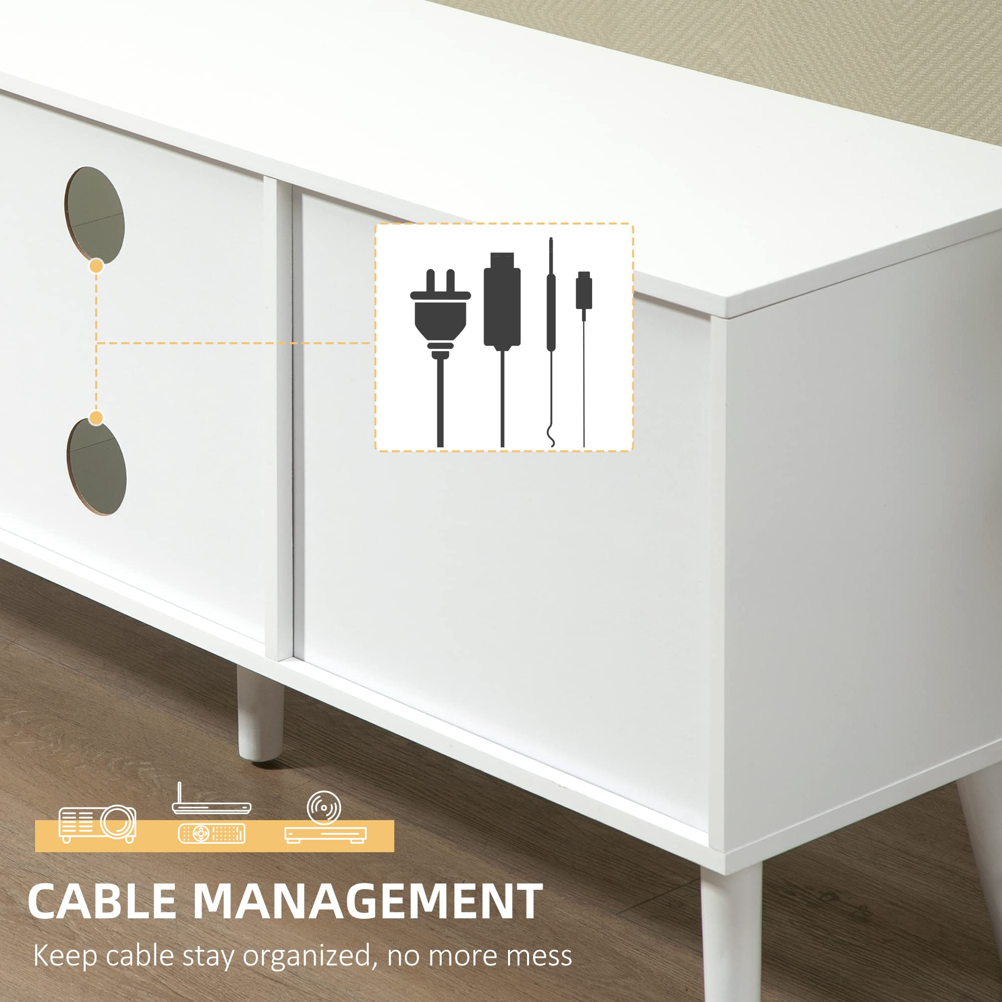 HOMCOM TV Stand Unit for TVs up to 50' | White & Grey Engineered Wood | 2 Drawers, 2 Shelves 5