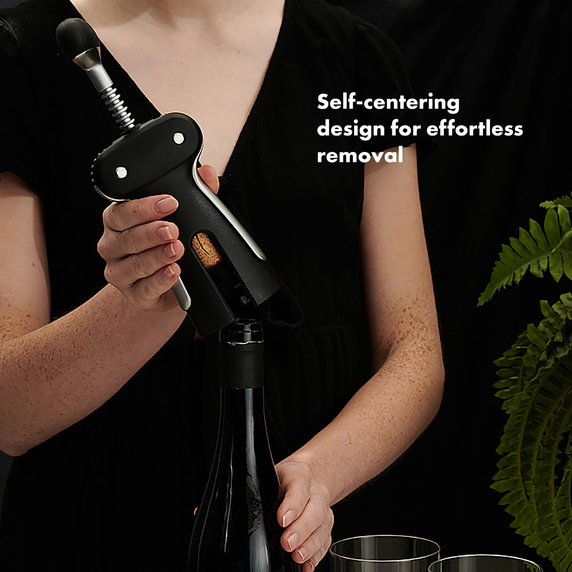 OXO Steel Winged Corkscrew with Removable Foil Cutter | Stainless Steel | Black 3