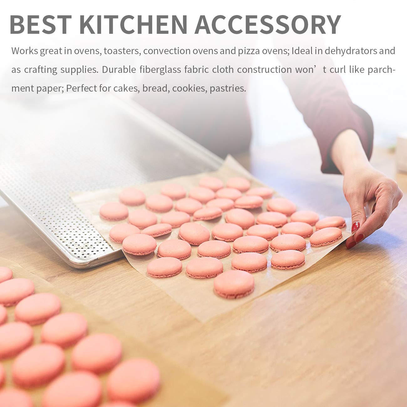 Homealexa Reusable Non-Stick Baking Mat Sheet - PTFE/Teflon, Heat Resistant up to 500°F, 42x36 cm 4