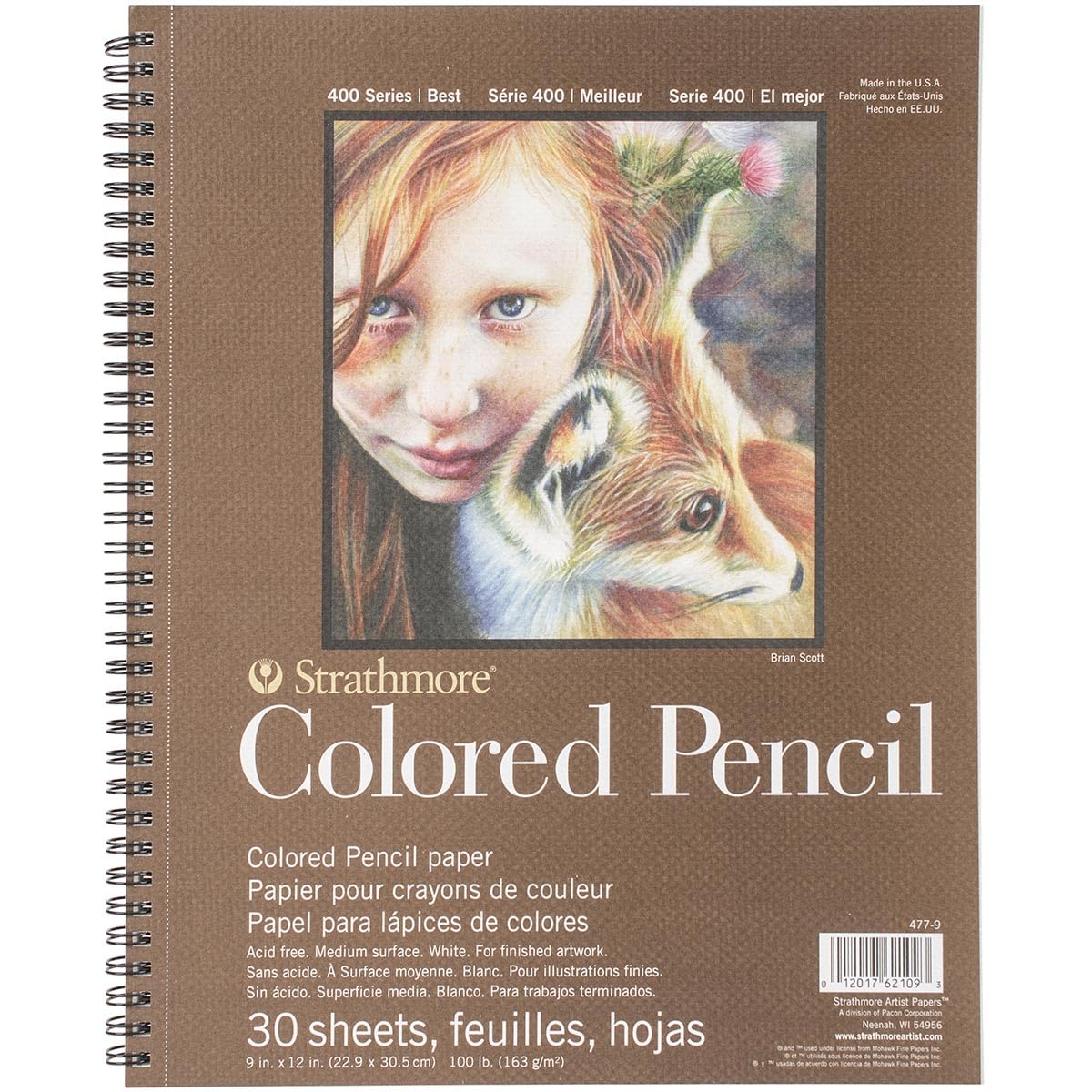 Strathmore Pro-Art Colored Pencil Spiral Drawing Pad - 9 x 12-inch, 30 Sheets, White Paper 1