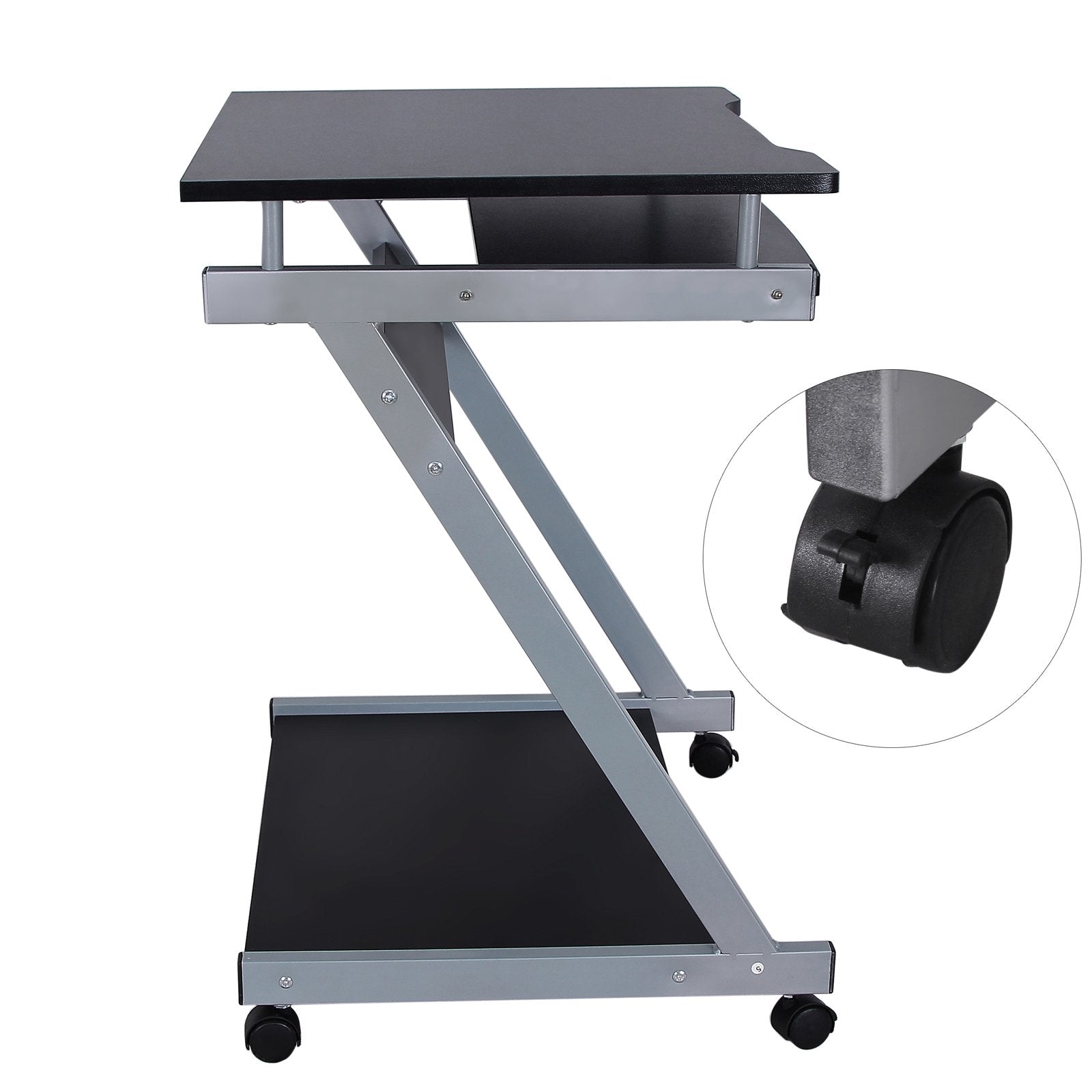 VASAGLE Mobile Z-Shaped Computer Workstation | 60x48x73cm | Black | Supports 30 kg 6