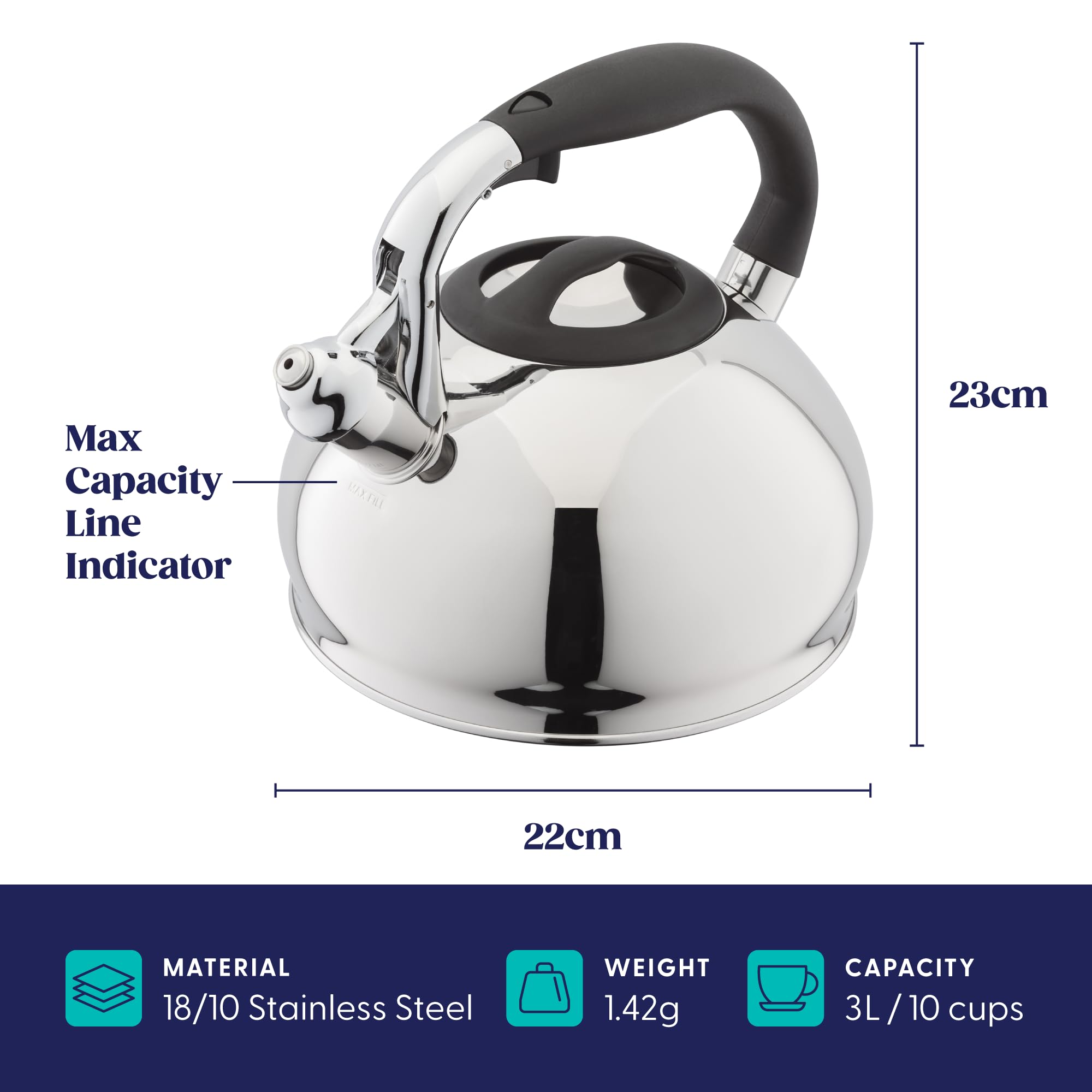 Judge 3L Stovetop Kettle - Rapid Boiling with Whistle Alert | Stainless Steel | Silver 4