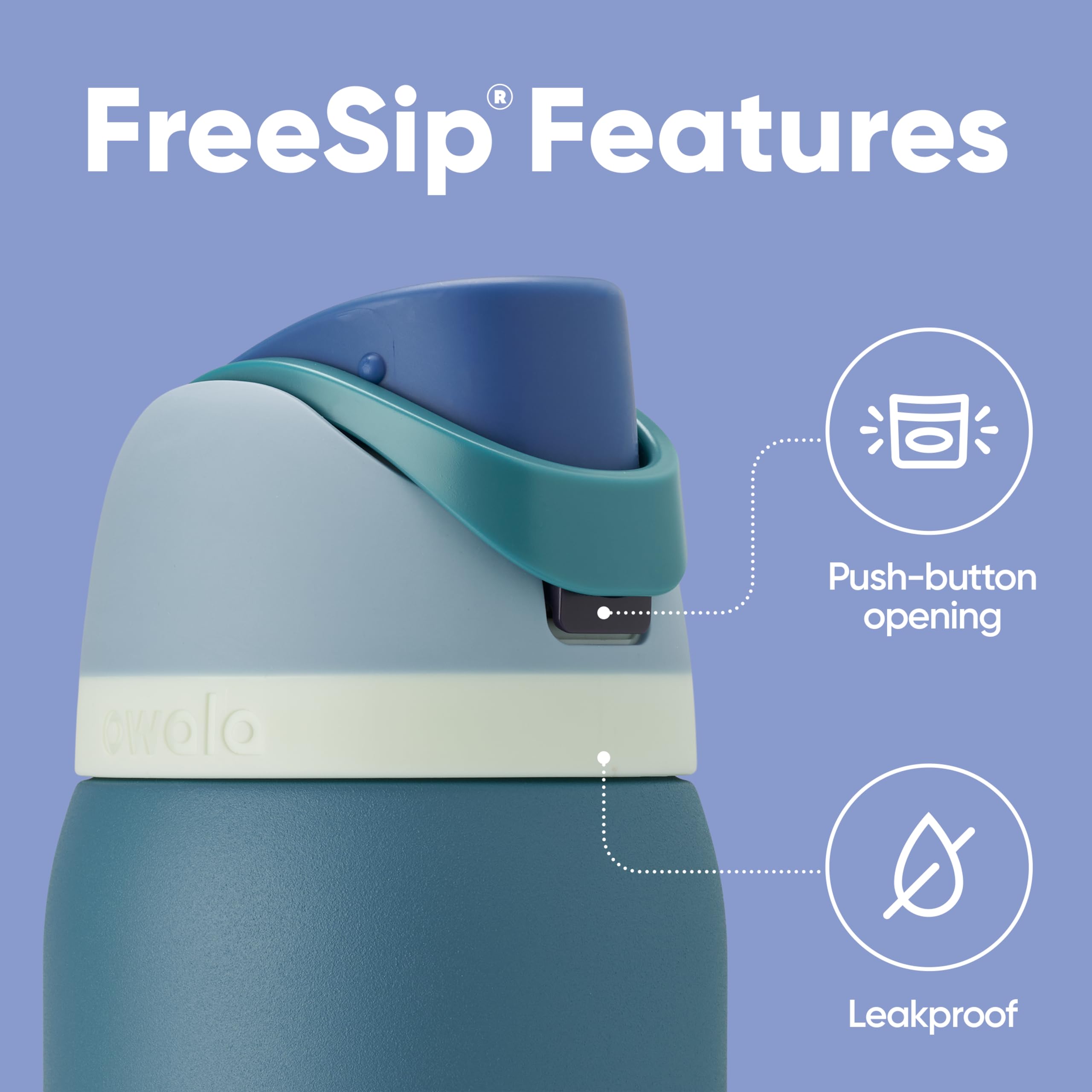 Owala FreeSip Insulated Stainless Steel Water Bottle with Straw, 945ml, Denim 3