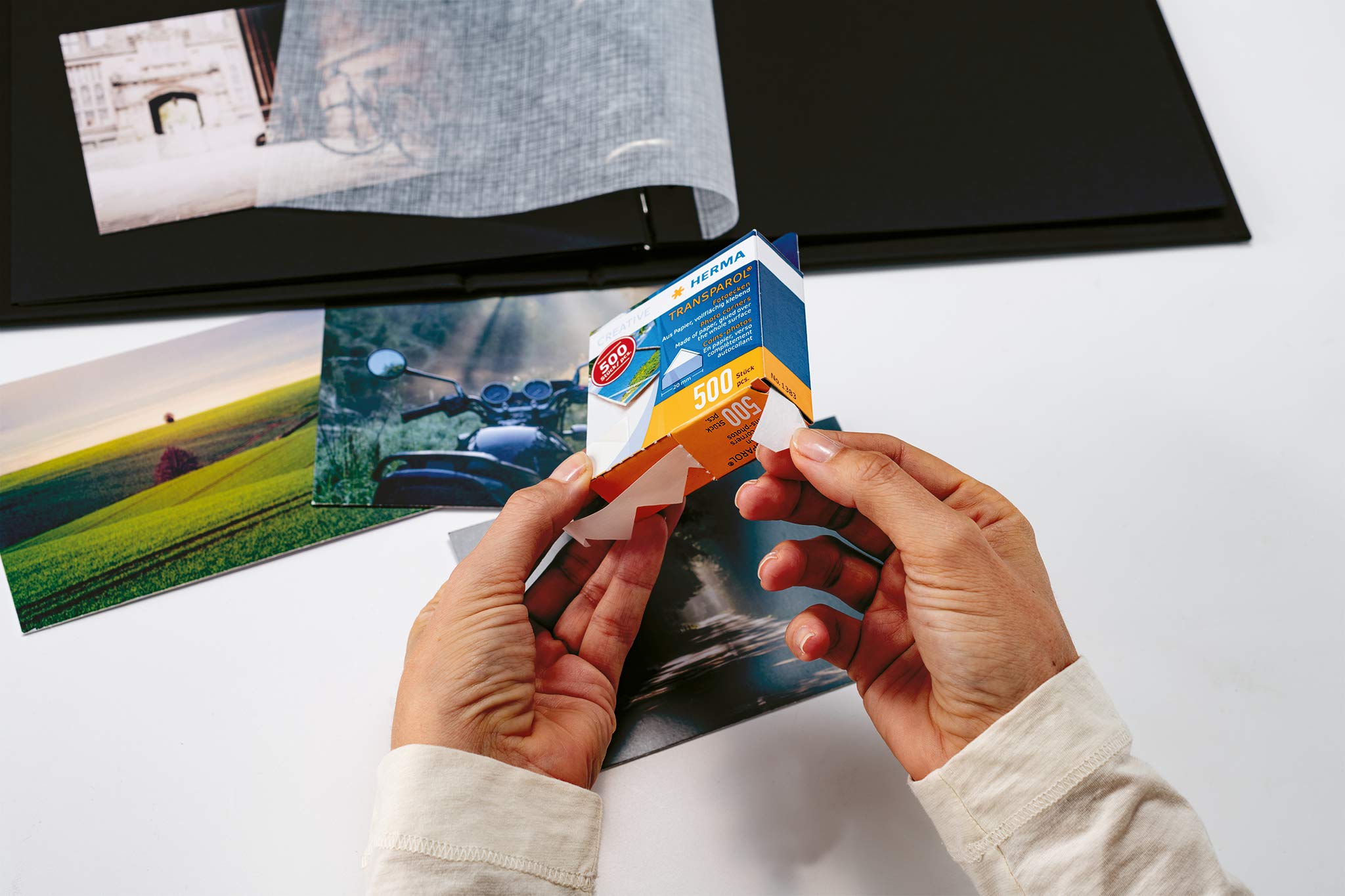 HERMA Photo Mounting Corners - Self-Adhesive, Removable | 500 Pack, Clear/White 4