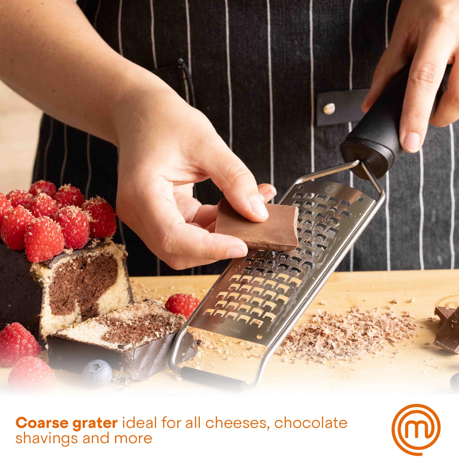 MasterChef Stainless Steel Flat Mini Grater Handheld for Parmesan, Ginger, Lemon Zester | Black 2