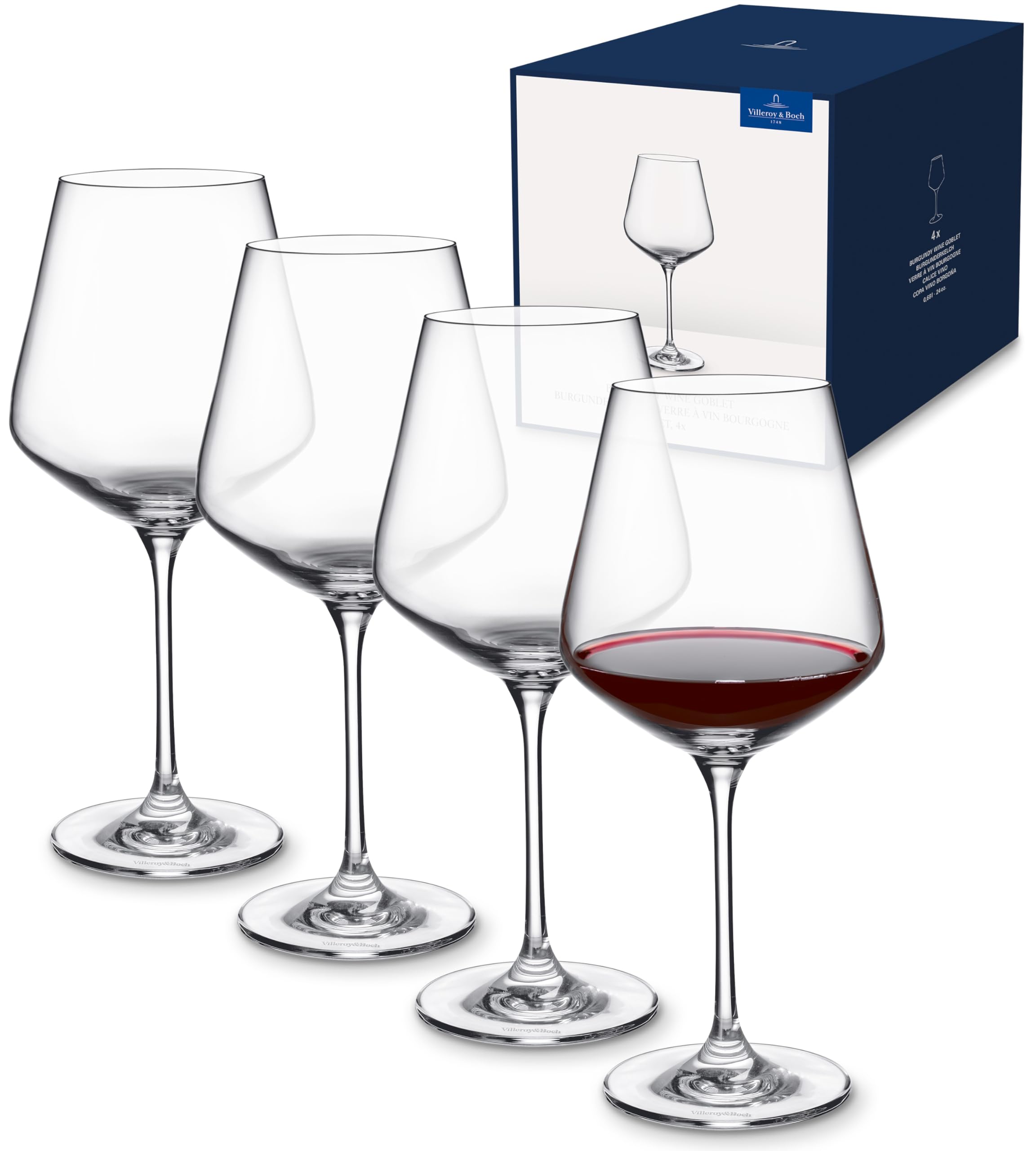 Villeroy & Boch La Divina Burgundy Wine Glass Set - 680 ml Capacity, 4 Pieces, Crystal Glass 1