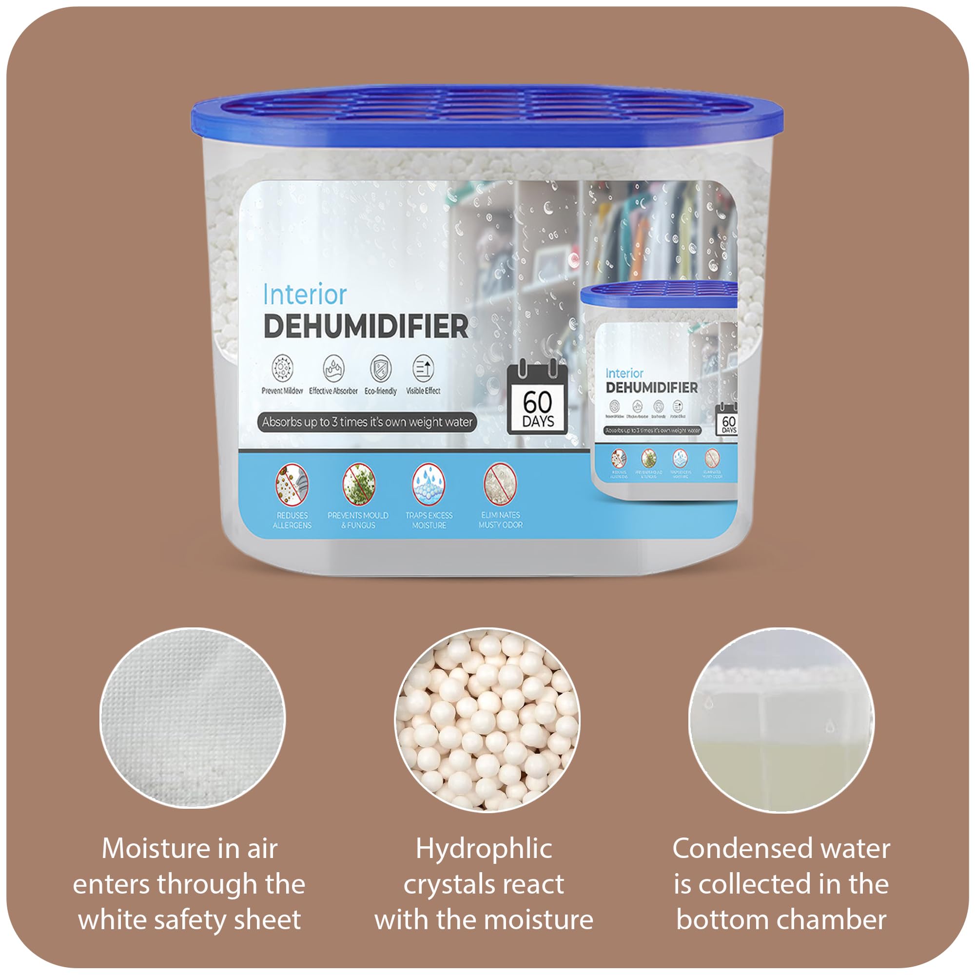 Roe Tenpo Dehumidifier - 500ml Moisture Absorber | Pack of 5 | Prevents Damp & Mould 8