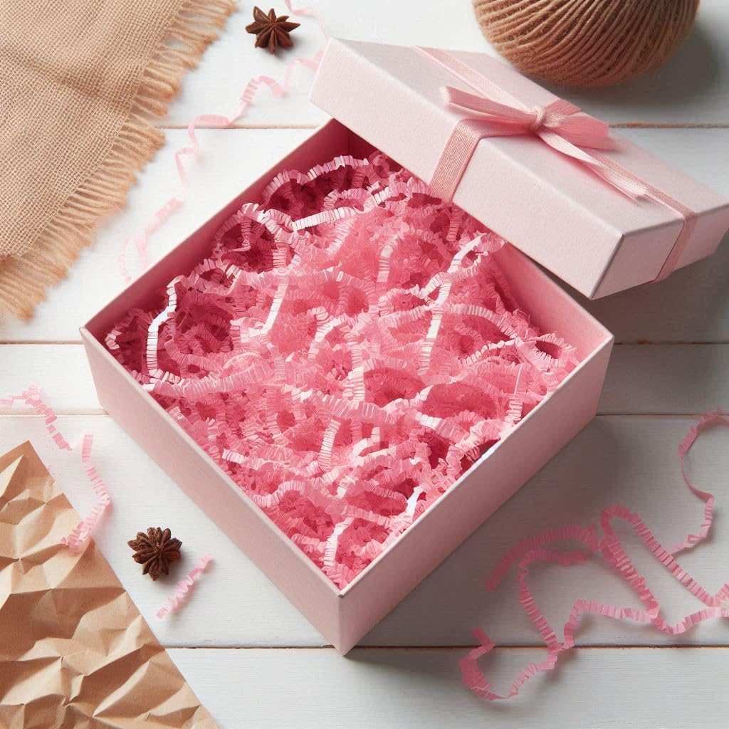 Creavvee Decorative Shredded Paper - Light Pink ZigZag Filling for Gift Packaging & Crafts | 100g
