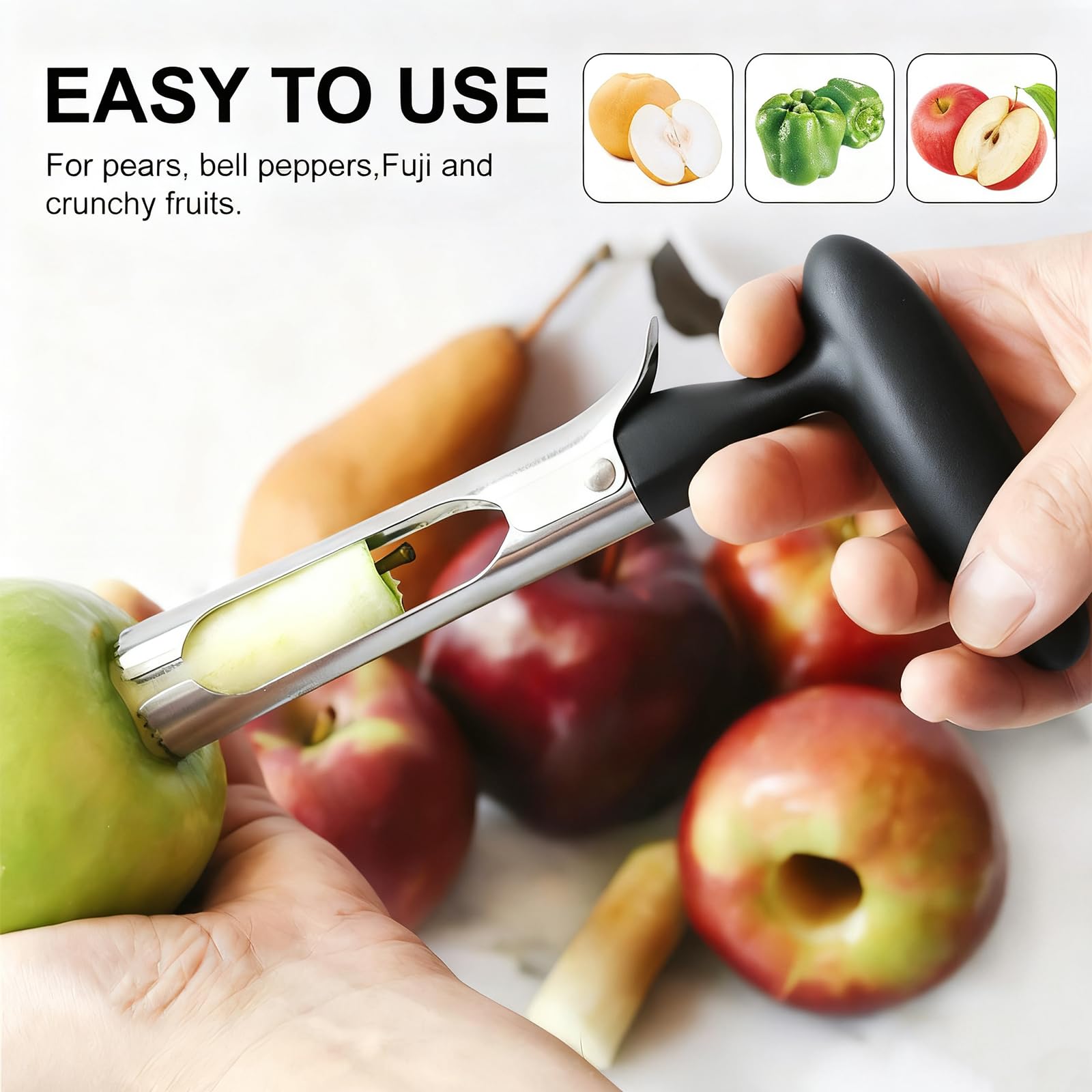 Lafefe Apple Corer Remover with Serrated Stainless Steel Blade and ABS Handle 5