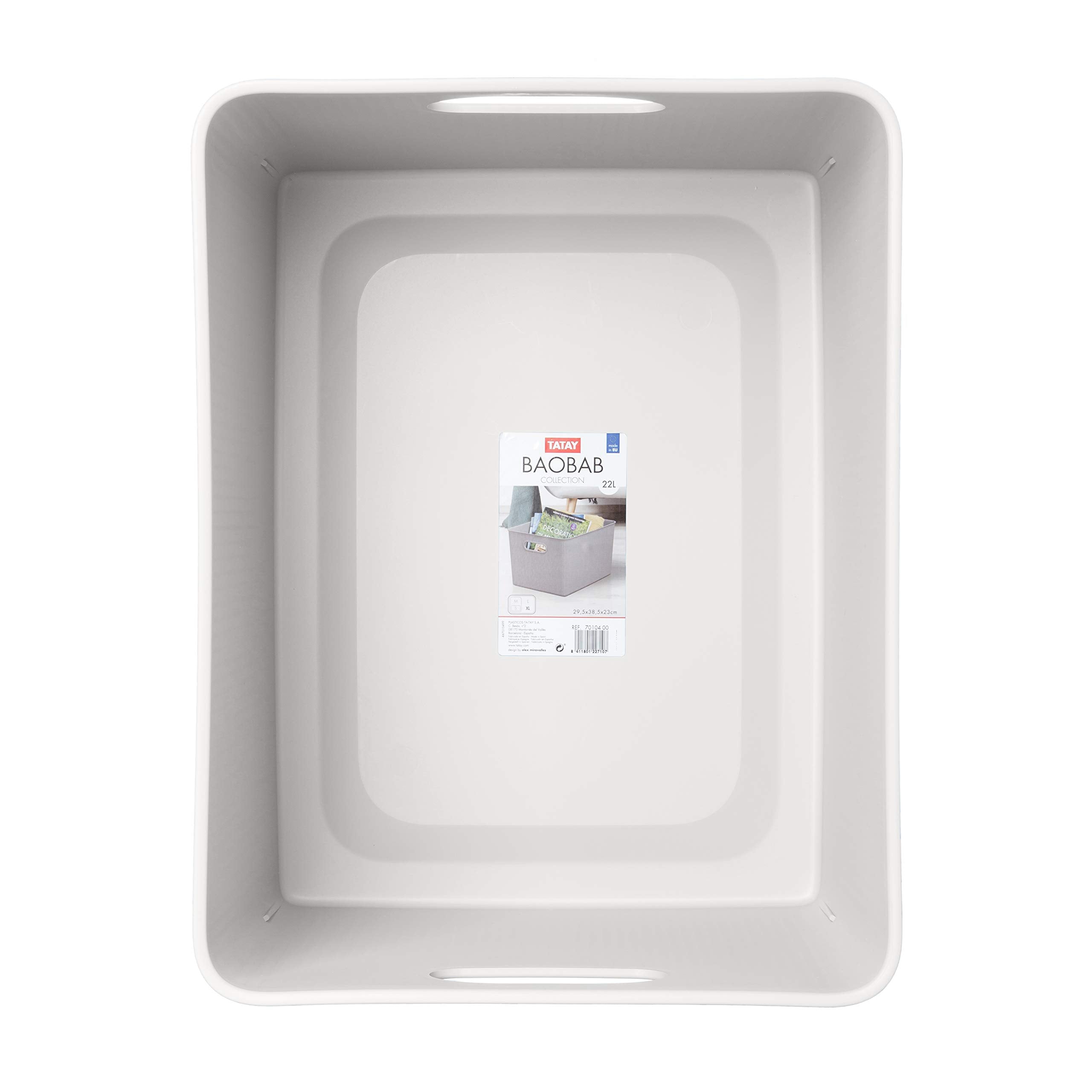 TATAY Baobab Plastic Storage Basket - 22 L Capacity | BPA-Free Recycled Material | Pergamon White 2
