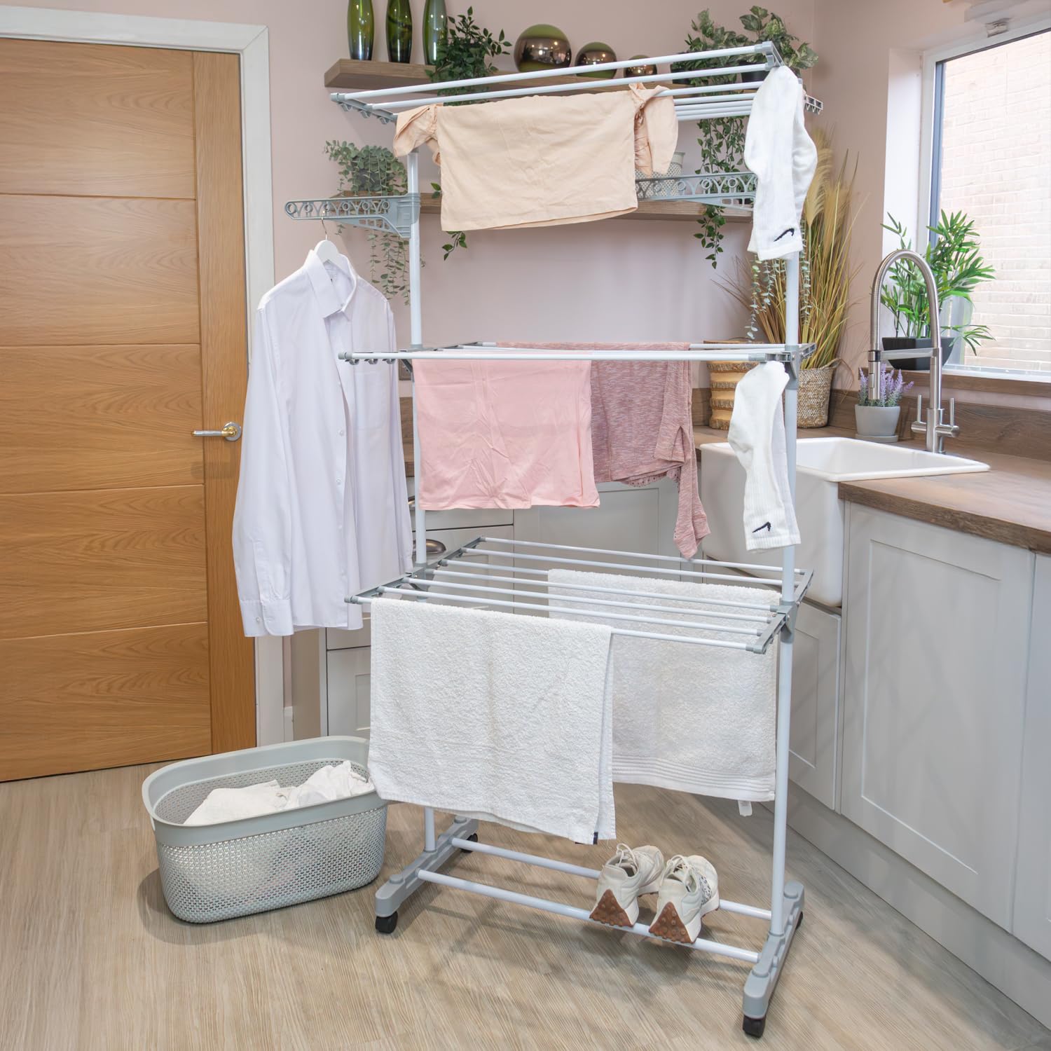 JVL 3 Tier Drying Rack - 21 Metres Drying Space | Foldable & Lightweight | White 9