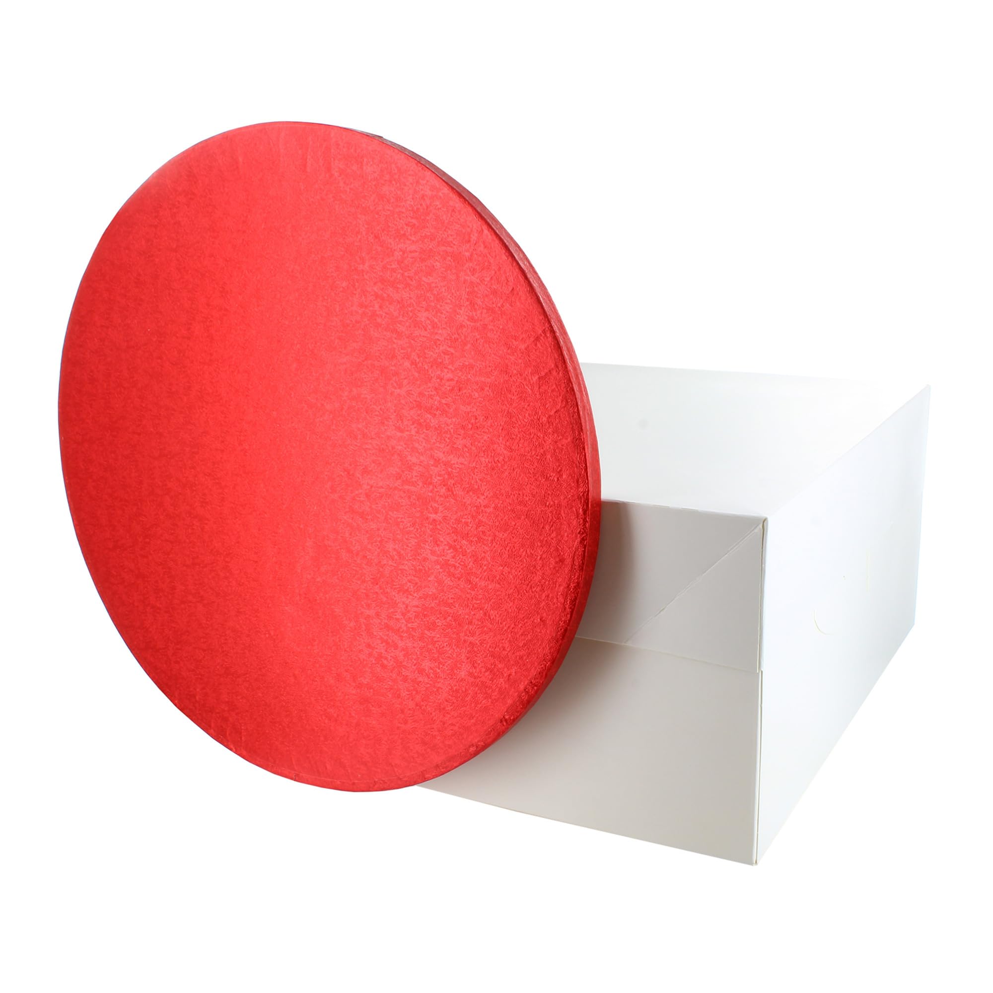 Culpitt Red Board & Box Set | 12' Round Drum & White Box | Cardboard Cake Carrier 1