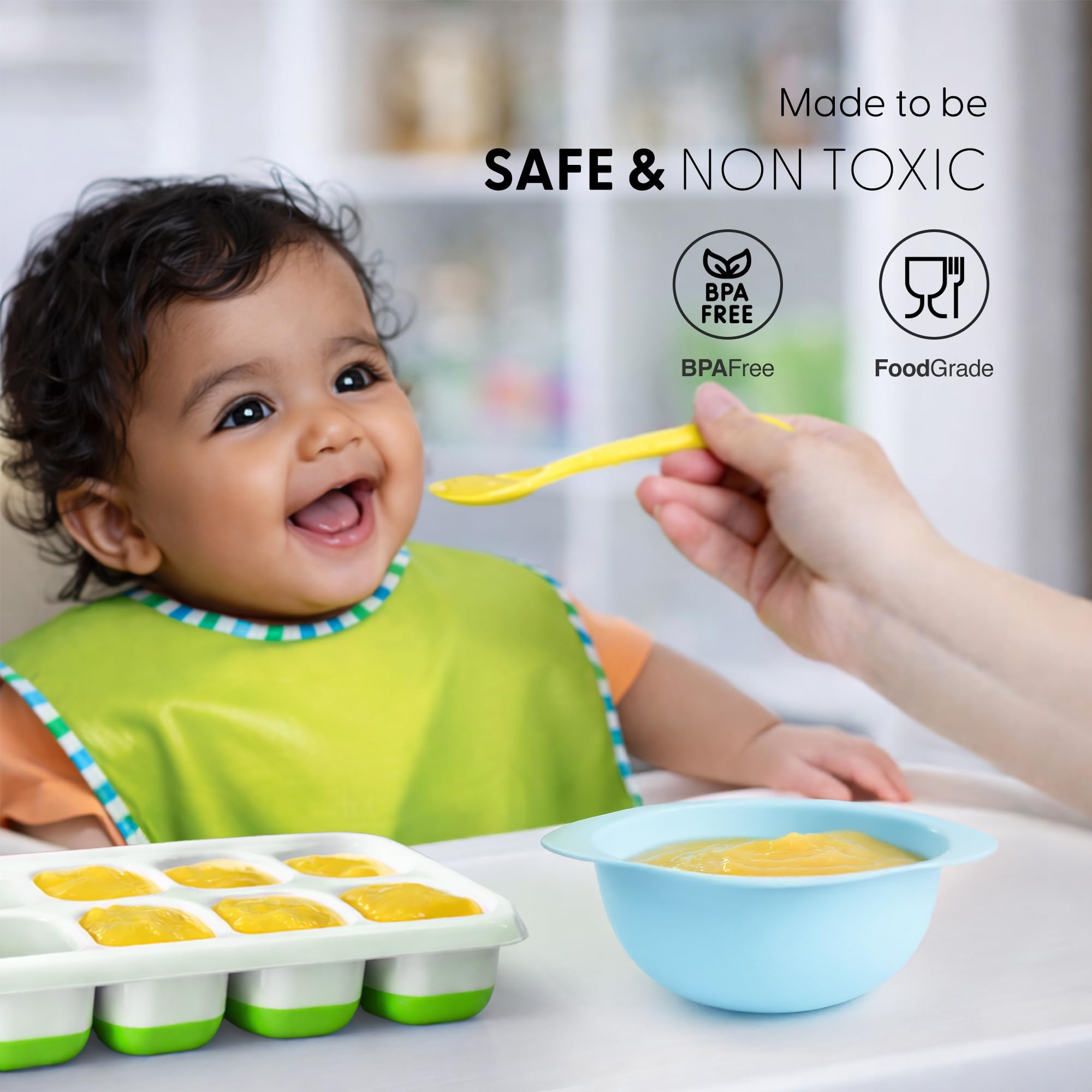 KEPLIN 2 Pack Silicone Ice Cube Trays with Lids - Easy Release, Stackable | Green 7