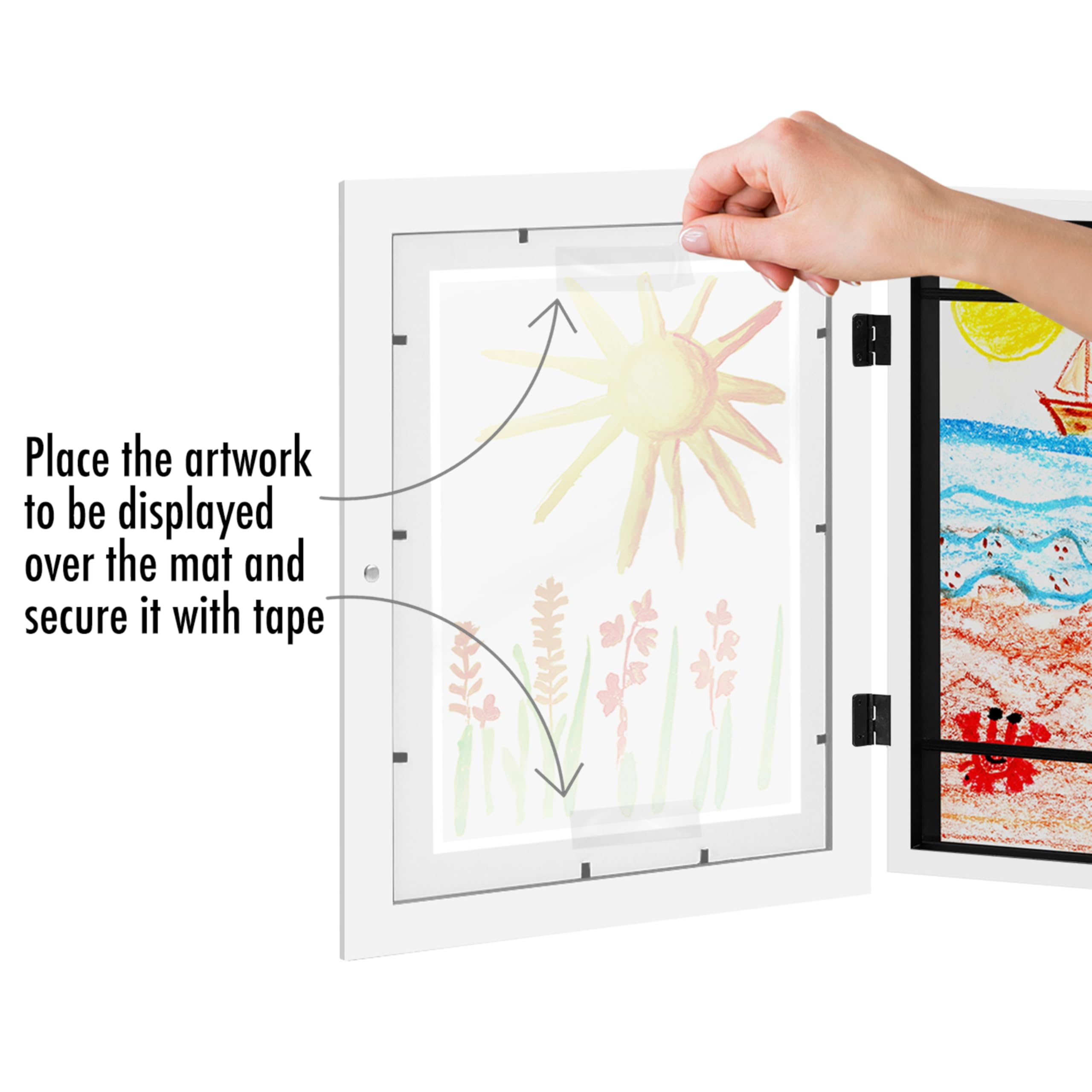 Americanflat A4 Kids Artwork Display Frame in White - Front-Loading, Holds 100 Pieces | 25.5x32 cm 6