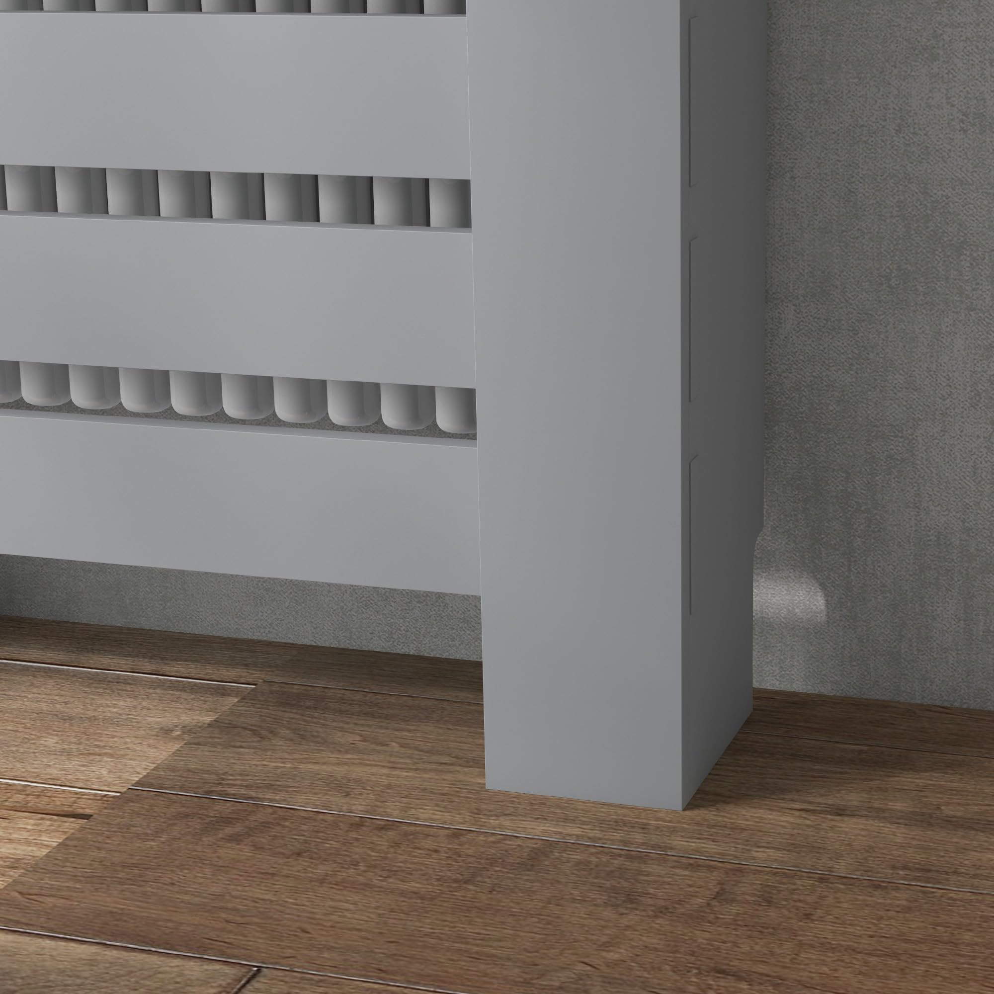 HOMCOM Radiator Cover with Drawer - Horizontal Slatted Grill, Grey Painted M | 78W x 95.5H cm 9
