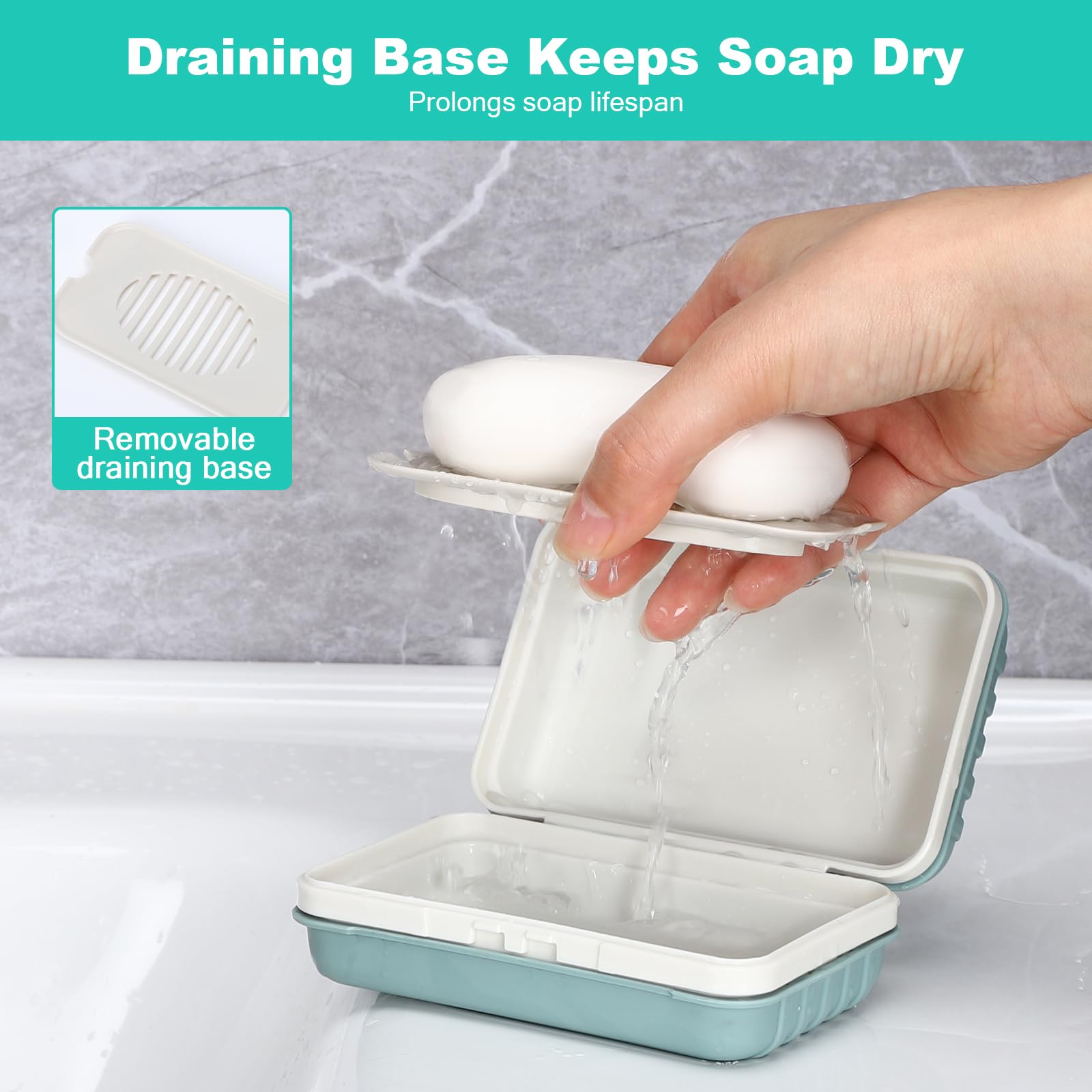 Alyvisun 2 Pcs Travel Soap Case with Lid - Leakproof Design | Removable Draining Board | PP Material 3