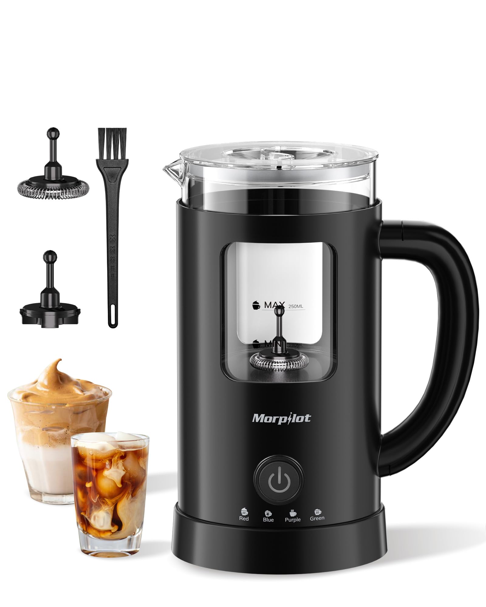 morpilot Automatic Milk Frother - 4-in-1 Functions | 600ML Capacity | Visual Glass Body