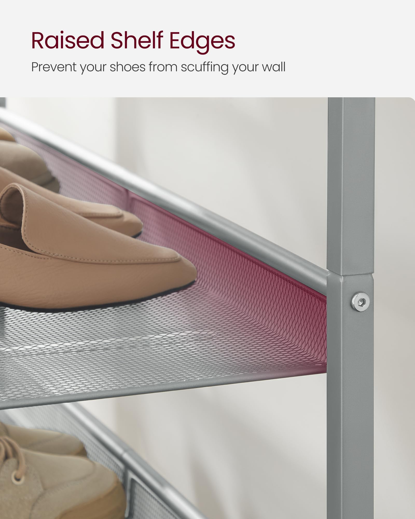 VASAGLE Shoe Rack - 5-Tier Storage with Adjustable Shelves | Industrial Design | Charcoal Grey & Silver 7