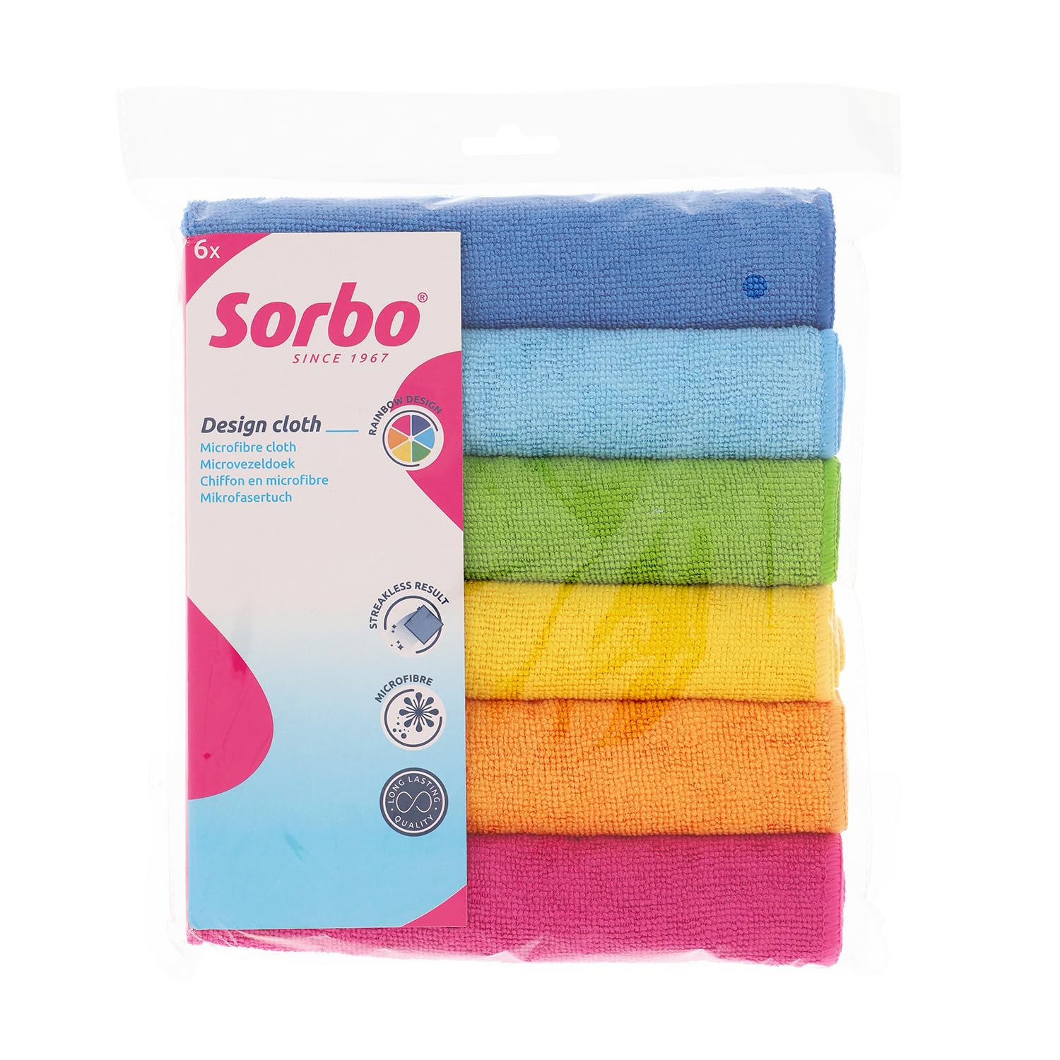 Sorbo Pack of 6 Microfibre Cleaning Cloths - 40x40 cm, Super Absorbent, Streak-Free, Washable 1