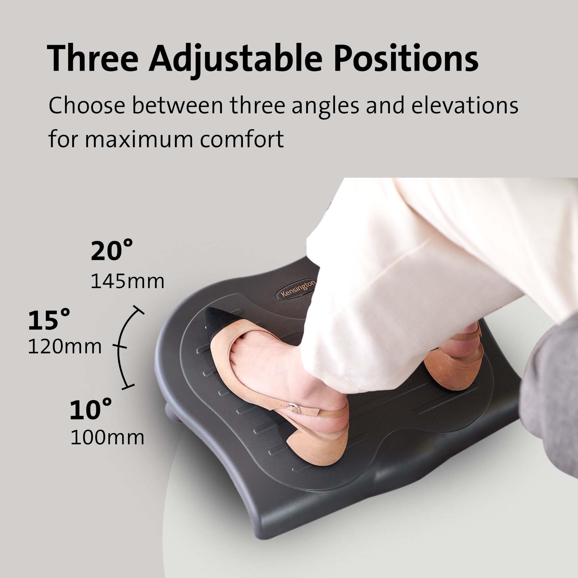 Kensington SoleSaver Adjustable Ergonomic Foot Rest - 3 Tilt Settings | Textured Surface | Black Plastic 3