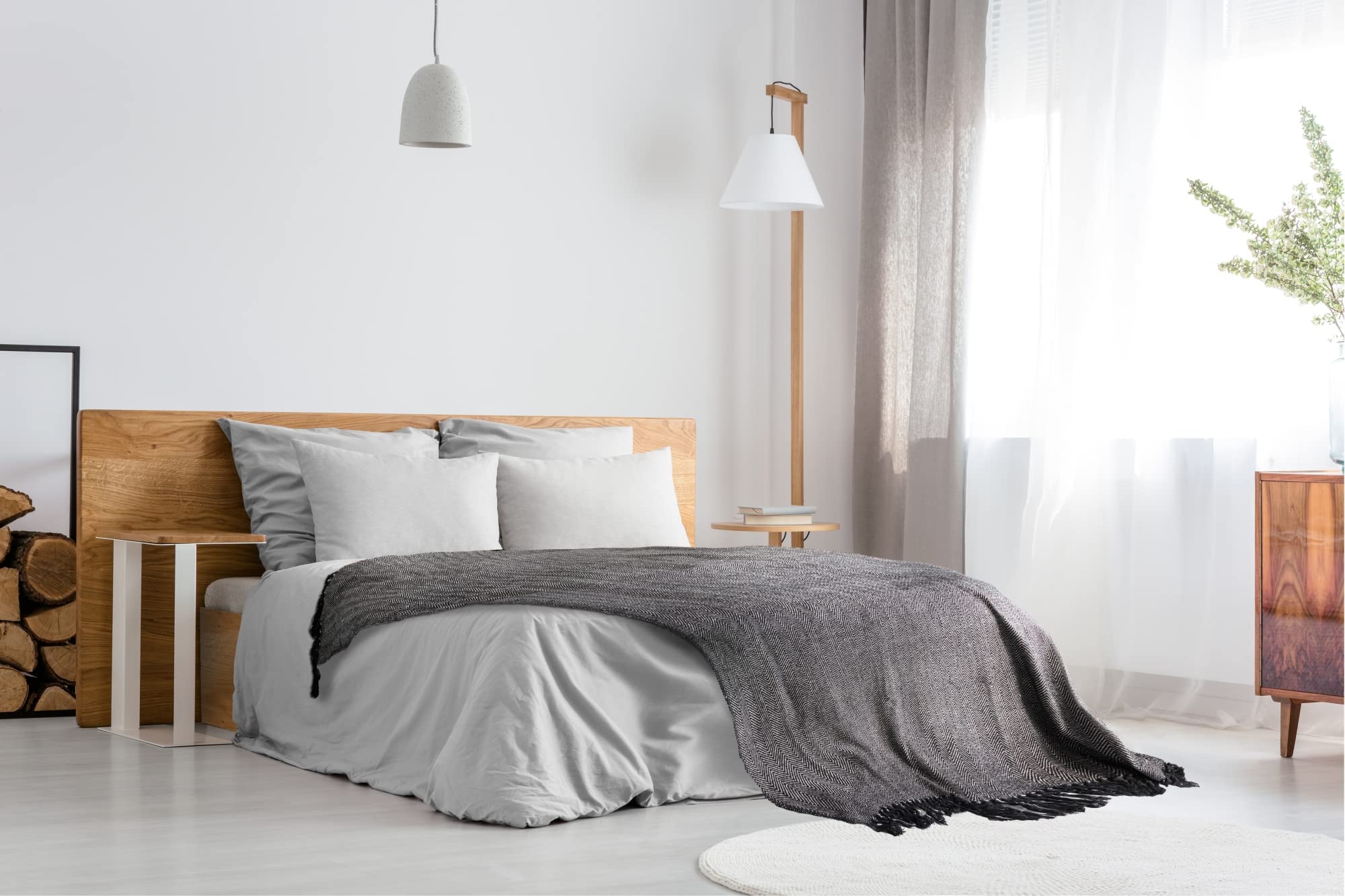 Emma Barclay Herringbone Recycled Cotton Throw Blanket - Black | 127x152cm | Machine Washable 7