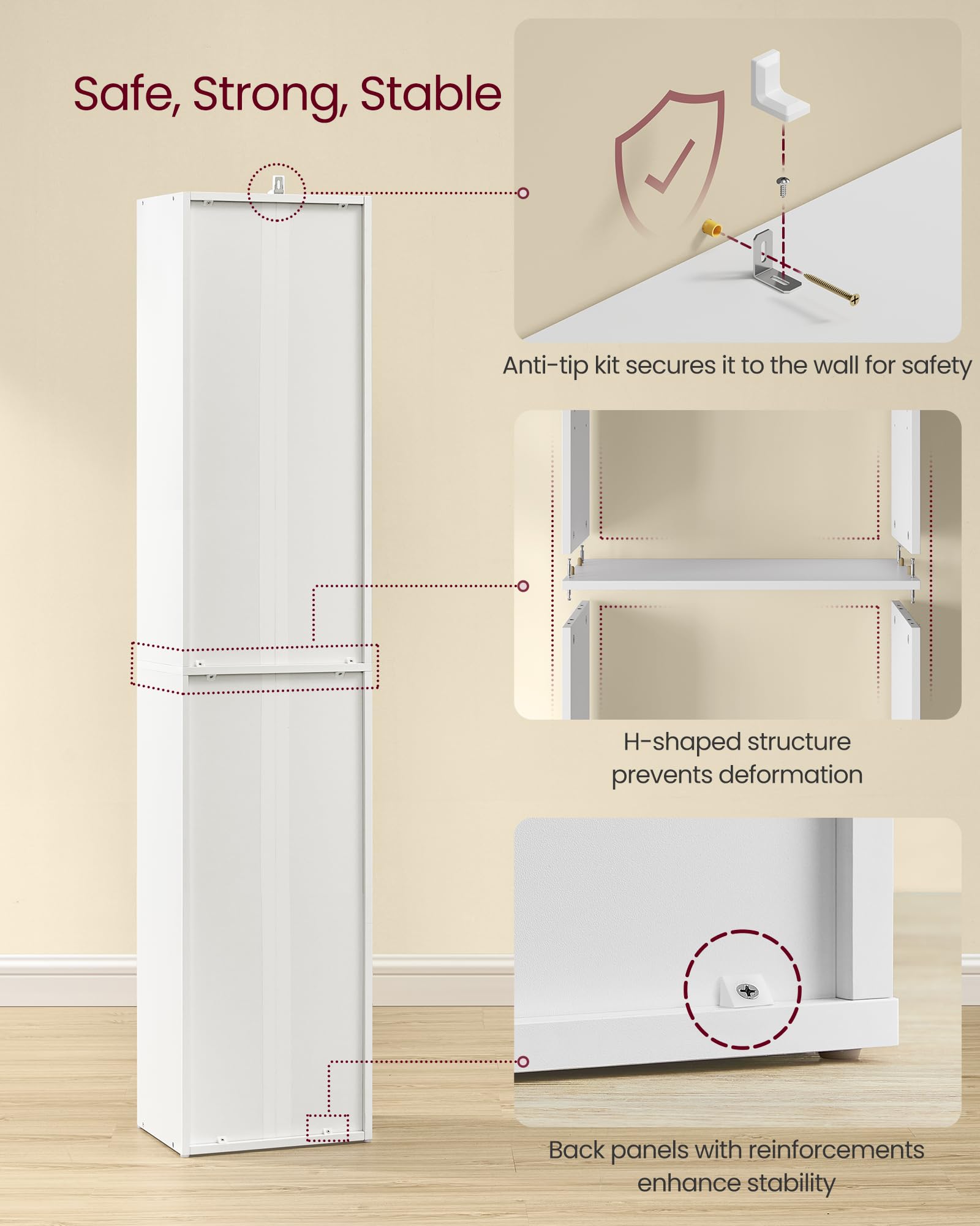 VASAGLE Bookcase - 6-Tier Open Storage Shelf | Cloud White | 24 x 160.7 cm 6