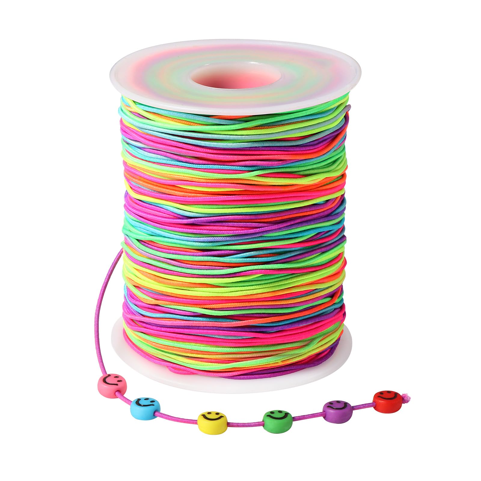 Diboniur Rainbow Elastic String for Bracelet Making - 1mm Diameter, 100m Length | TPE & Nylon 1