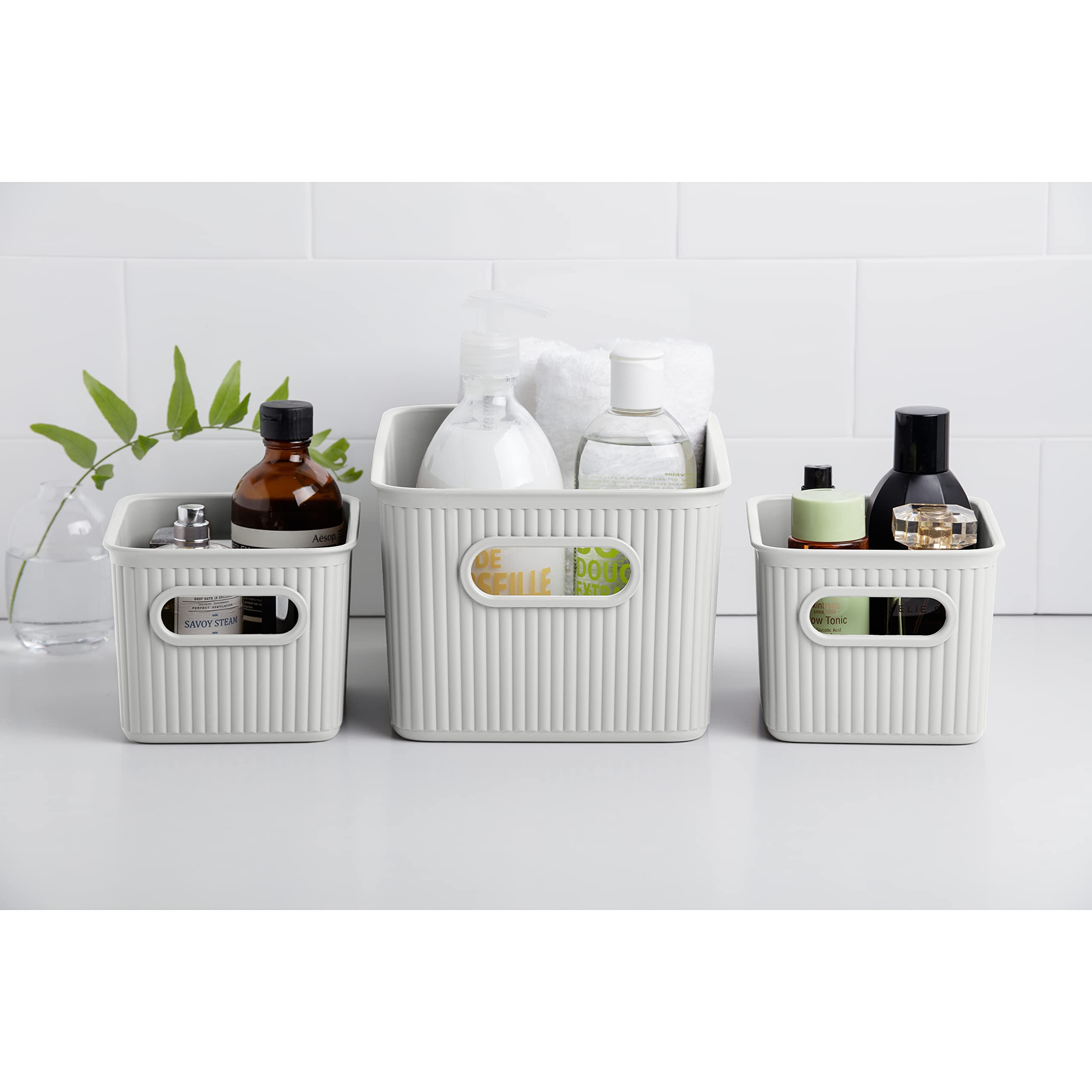 TATAY Baobab Plastic Storage Basket - 5L Capacity | Recycled BPA-Free | Stackable | White 5