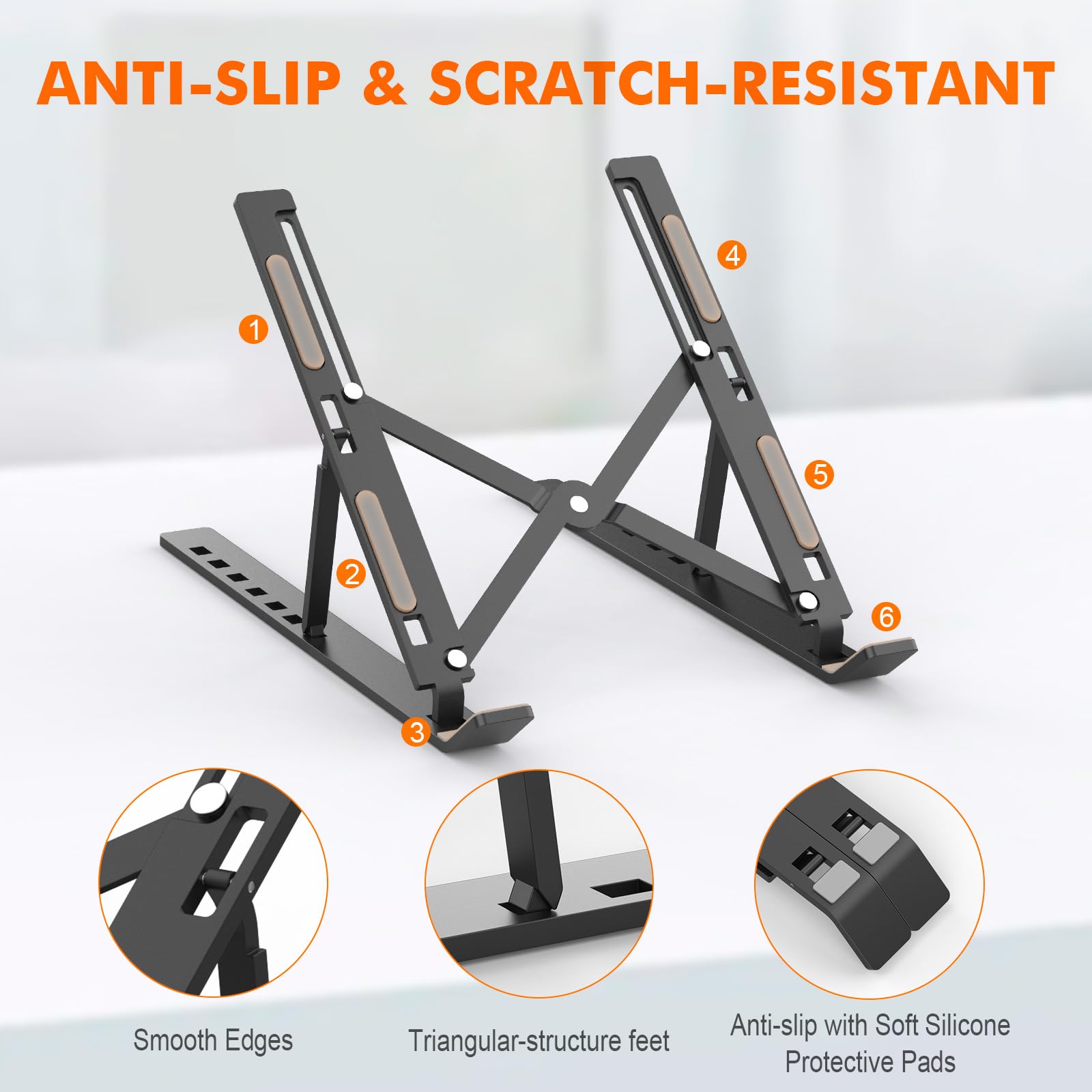 GRIFEMA GB1054B Black Adjustable Laptop Stand for Desk | Aluminum, Foldable, Ergonomic 5