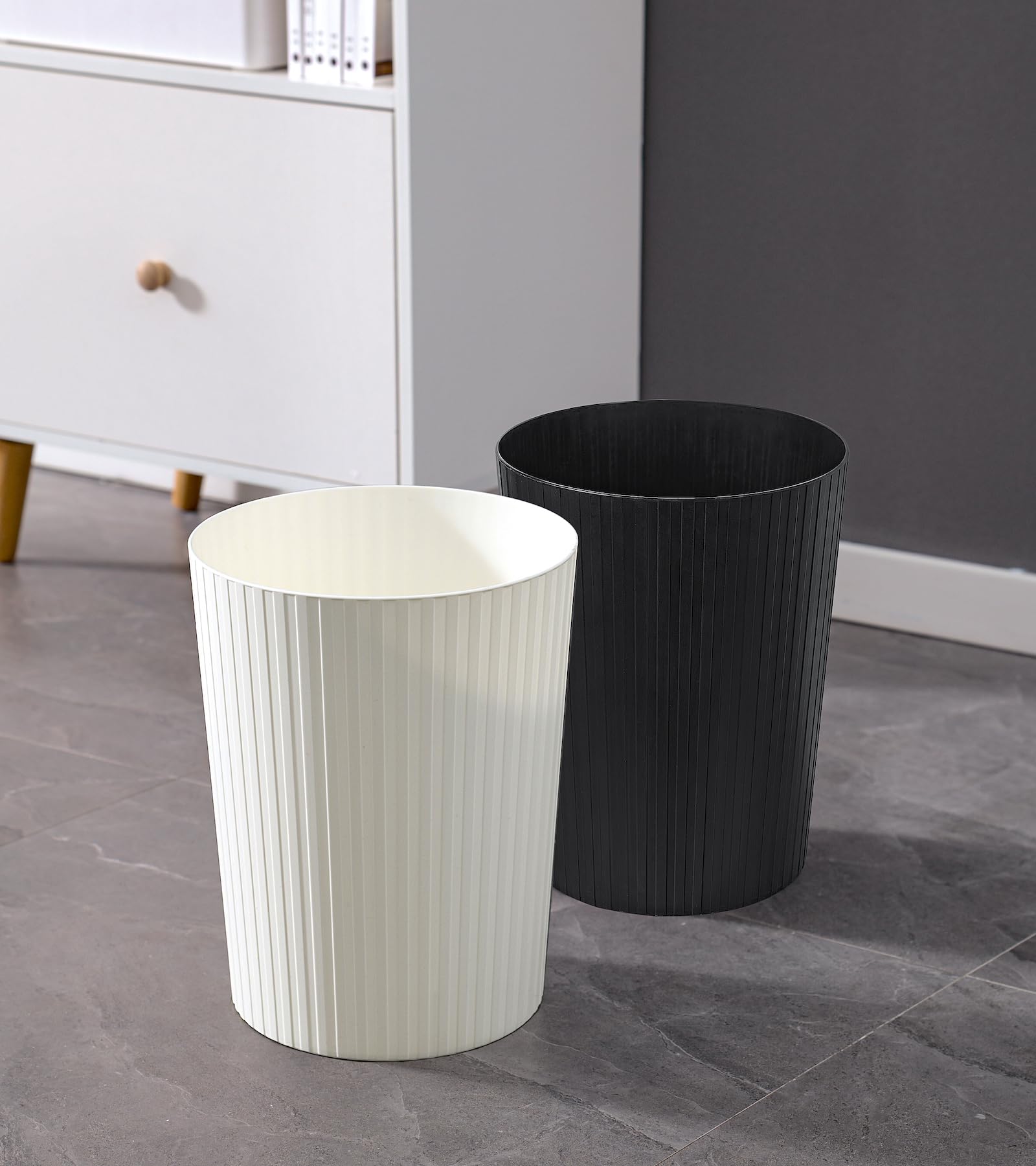 Cetomo 7.2L Plastic Waste Paper Bins - Set of 3 | Frosted Finish | Compact for Bedroom 7