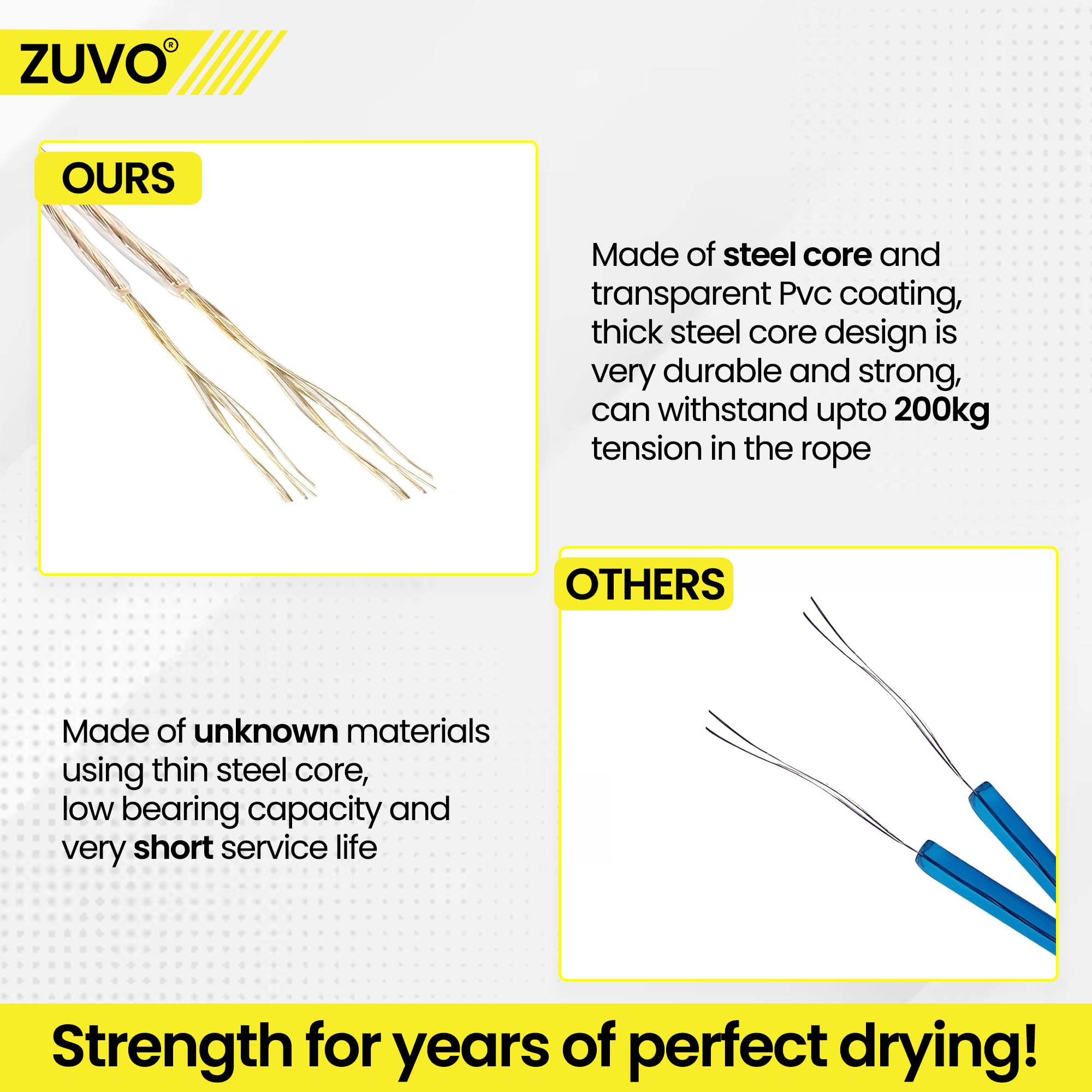 Zuvo 30M Outdoor Washing Line - Heavy-Duty Polyester Clothes Line Rope for Indoor/Outdoor Use 6
