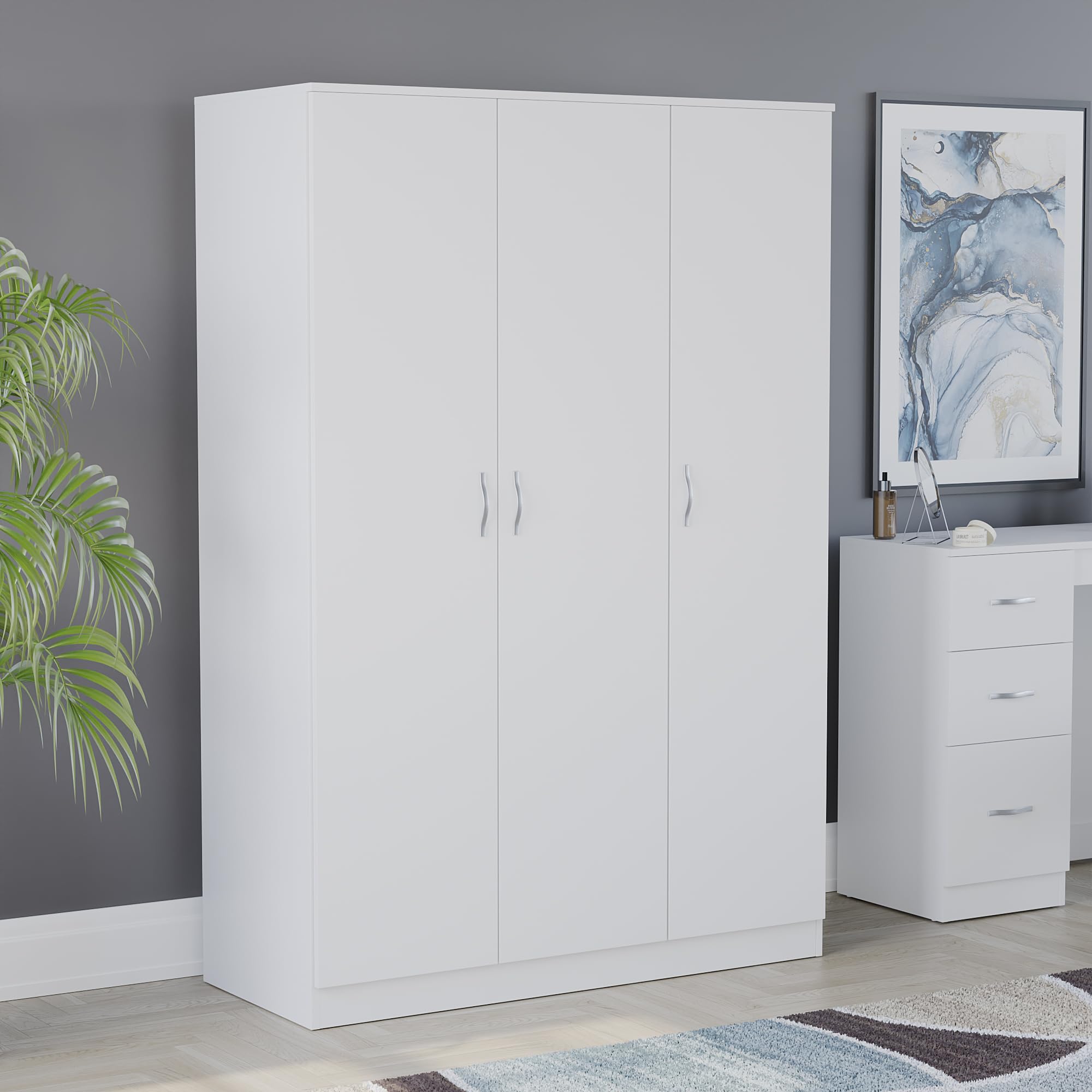 Vida Designs Riano 3 Door Wardrobe - Engineered Wood | H: 170cm | W: 115.4cm | Freestanding 1