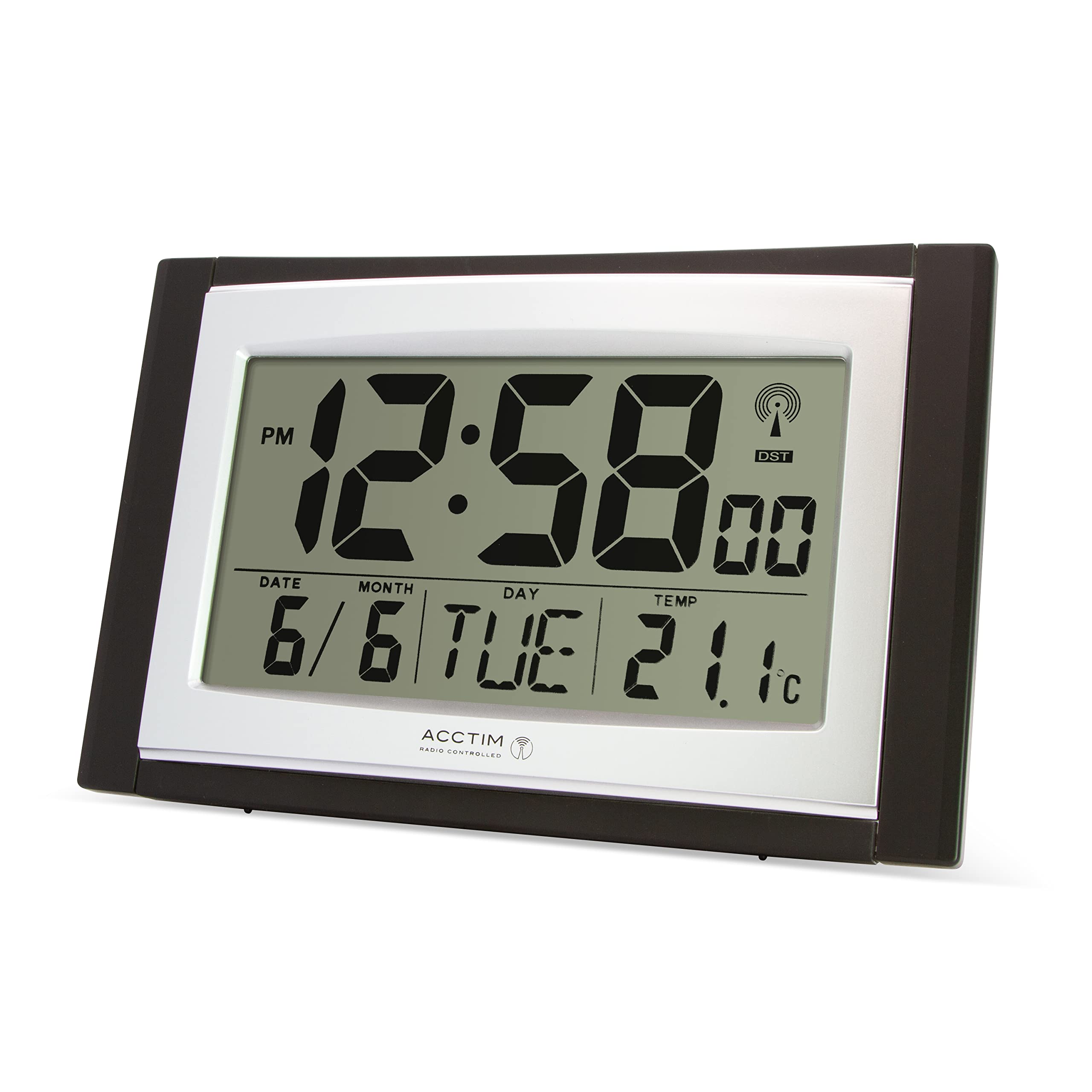 Acctim Stratus 74053 Radio Controlled Wall/Desk Clock | Black | Large LCD Display 6