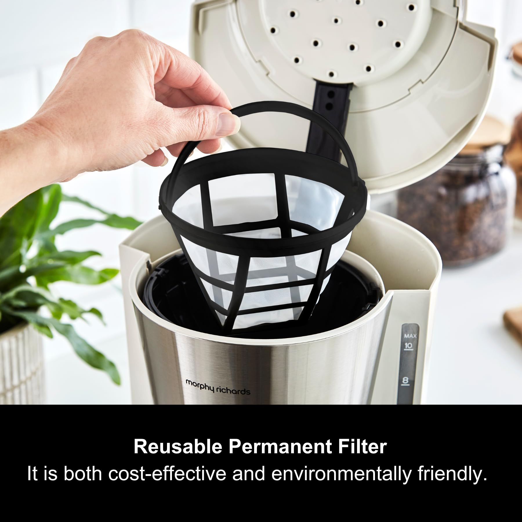 Morphy Richards Equip Filter Coffee Machine - 10 Cup, Pour Over Technology, Fast Brew | Cream/Stainless Steel 3
