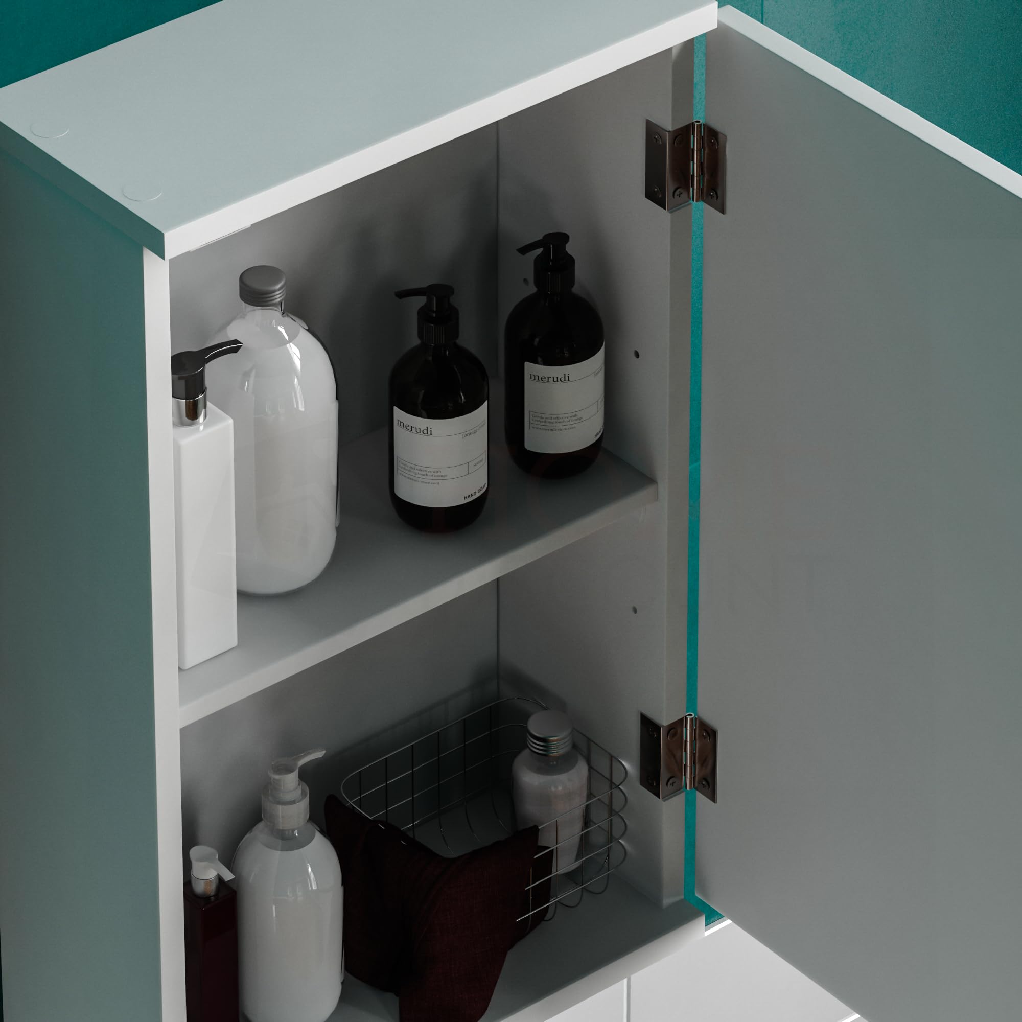 Bath Vida Priano Wall Mounted Bathroom Cupboard | White MDF Wood | 50H x 30W x 14D cm 5