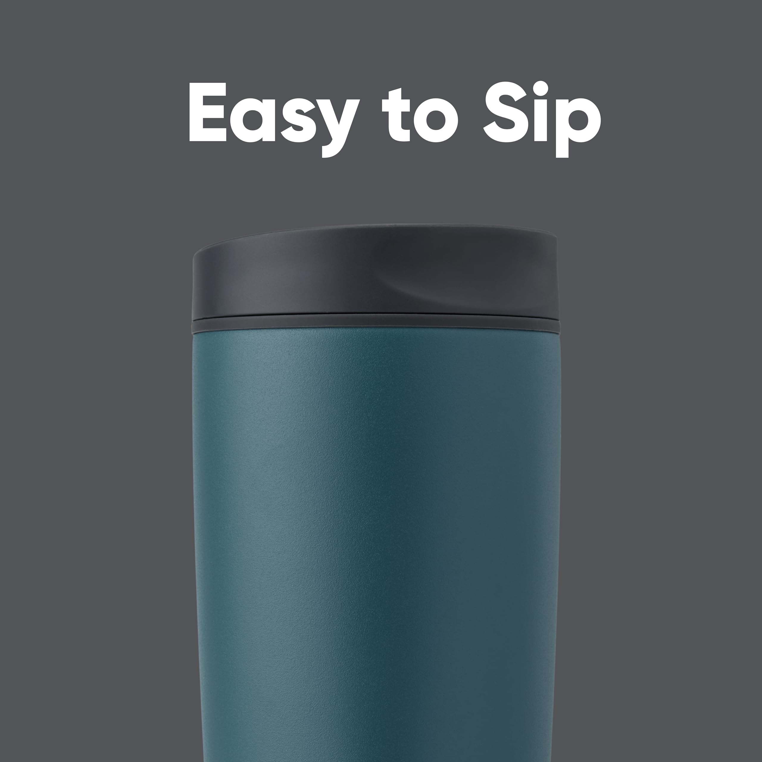 Owala SmoothSip Slider Insulated Stainless Steel Coffee Tumbler 590ml, Grey/Blue (High Dive)